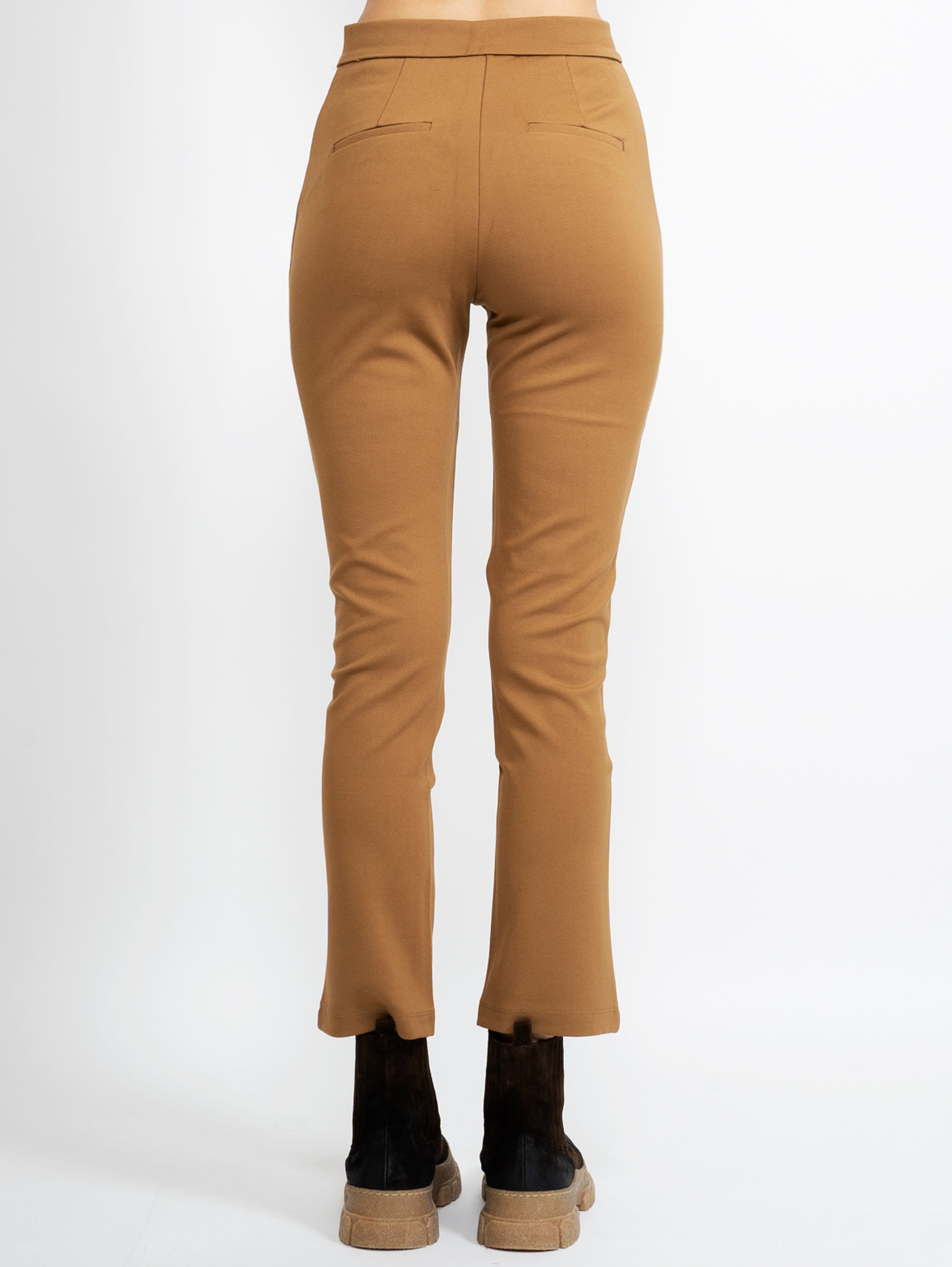 Camel Straight Leg Cropped Trousers