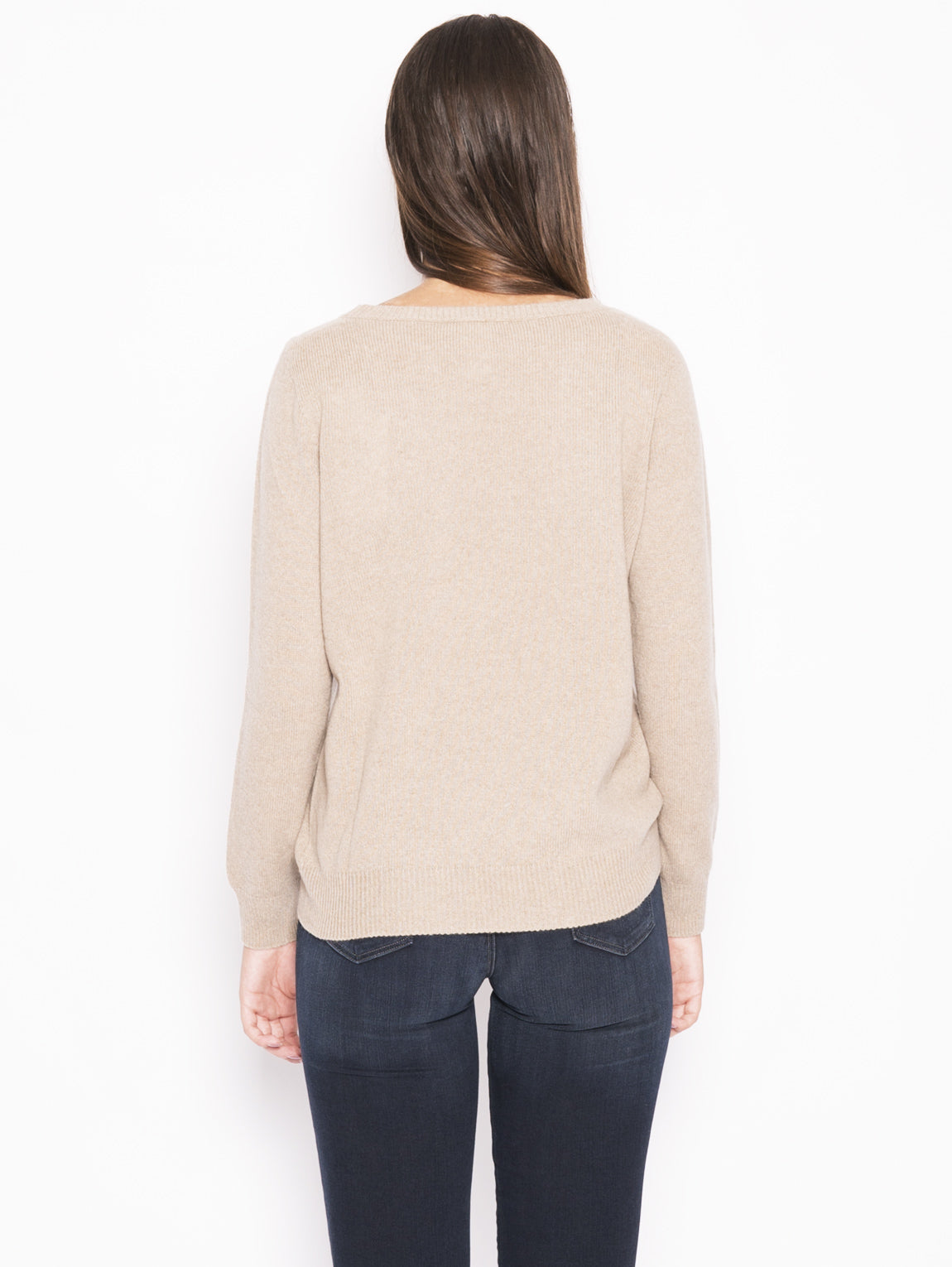 Crewneck Sweater in Wool and Cashmere Beige
