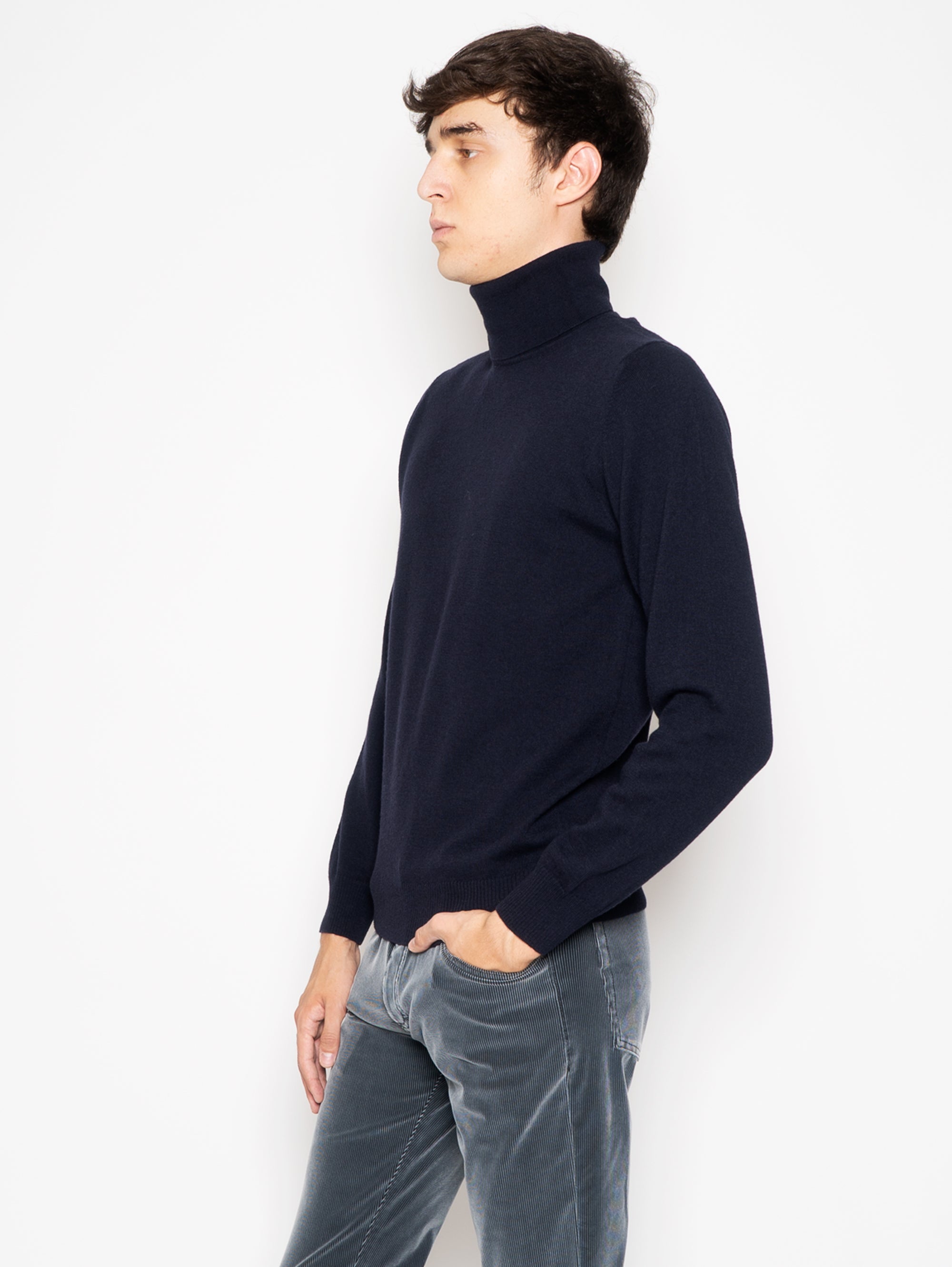 Blue High Neck Sweater