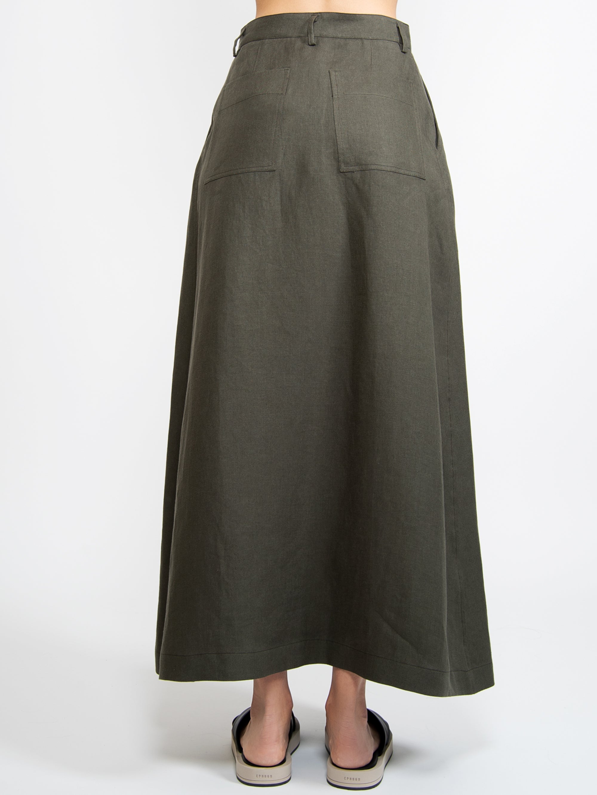 Long Skirt in Green Linen