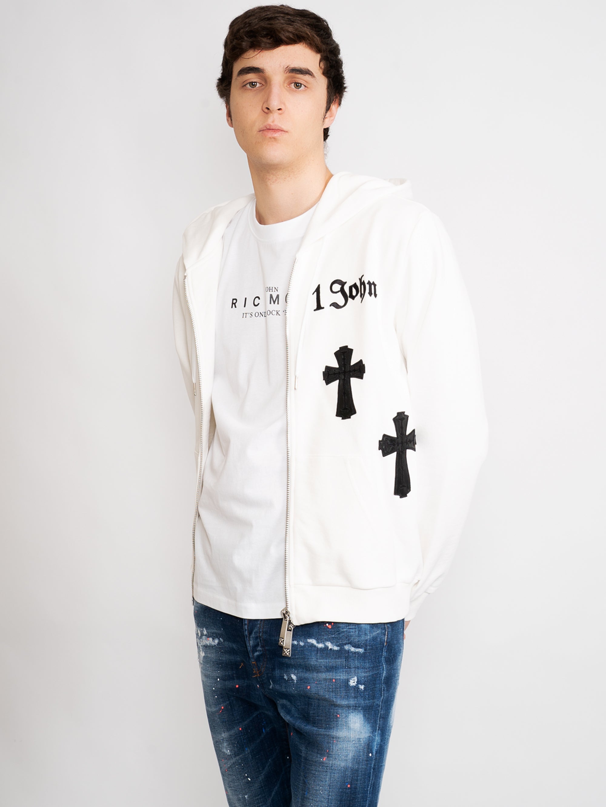 Sweatshirt with White Embroidery