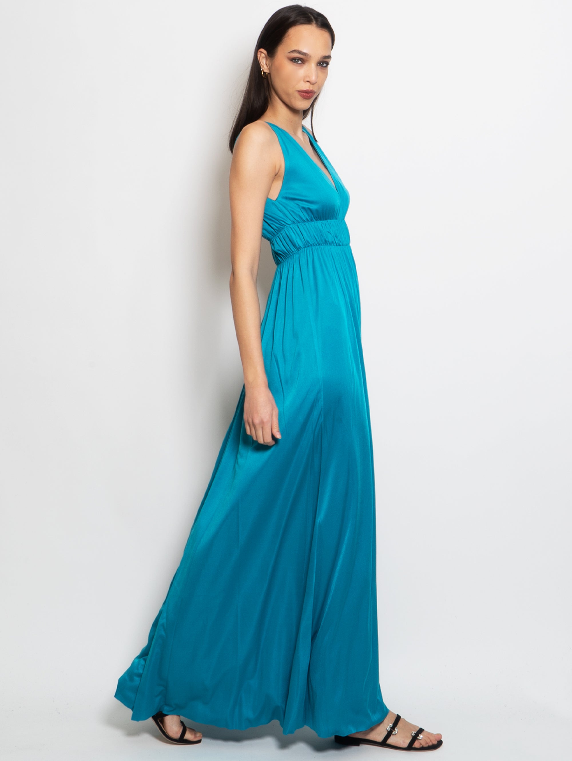 Turquoise Empire Style Long Dress