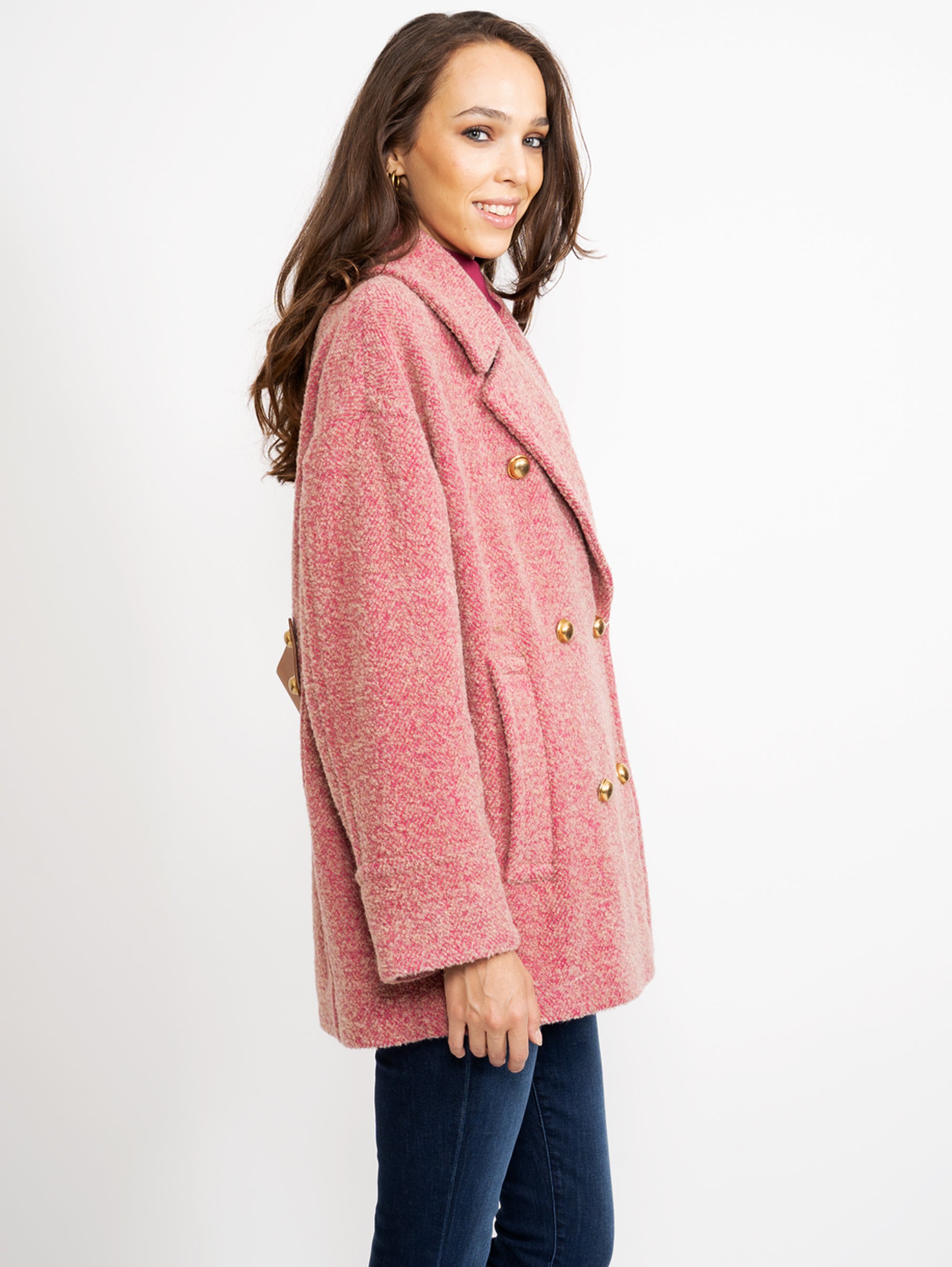 Short Pink Bouclè Coat
