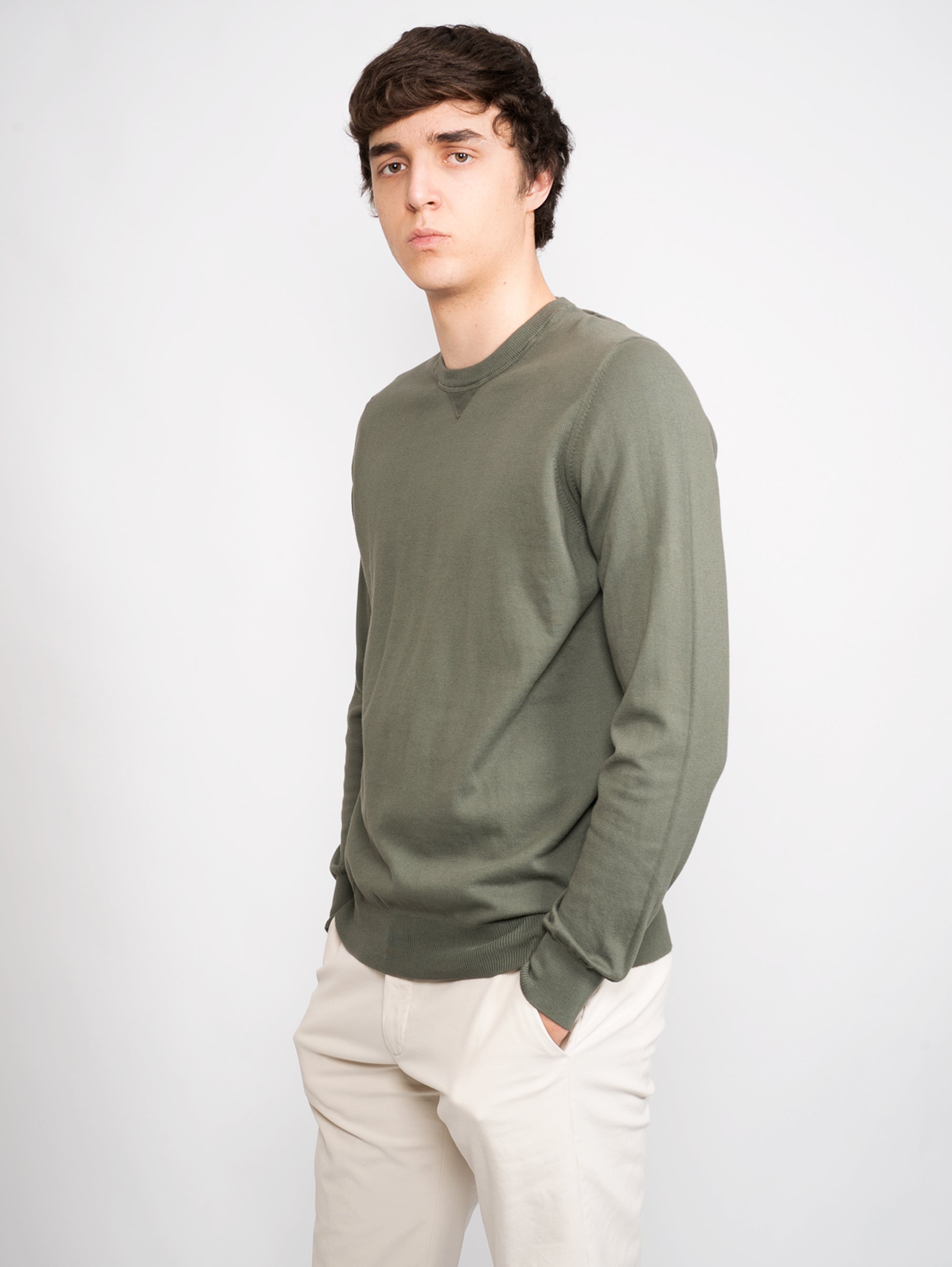 Pullover mit grünem Sweatshirtkragen