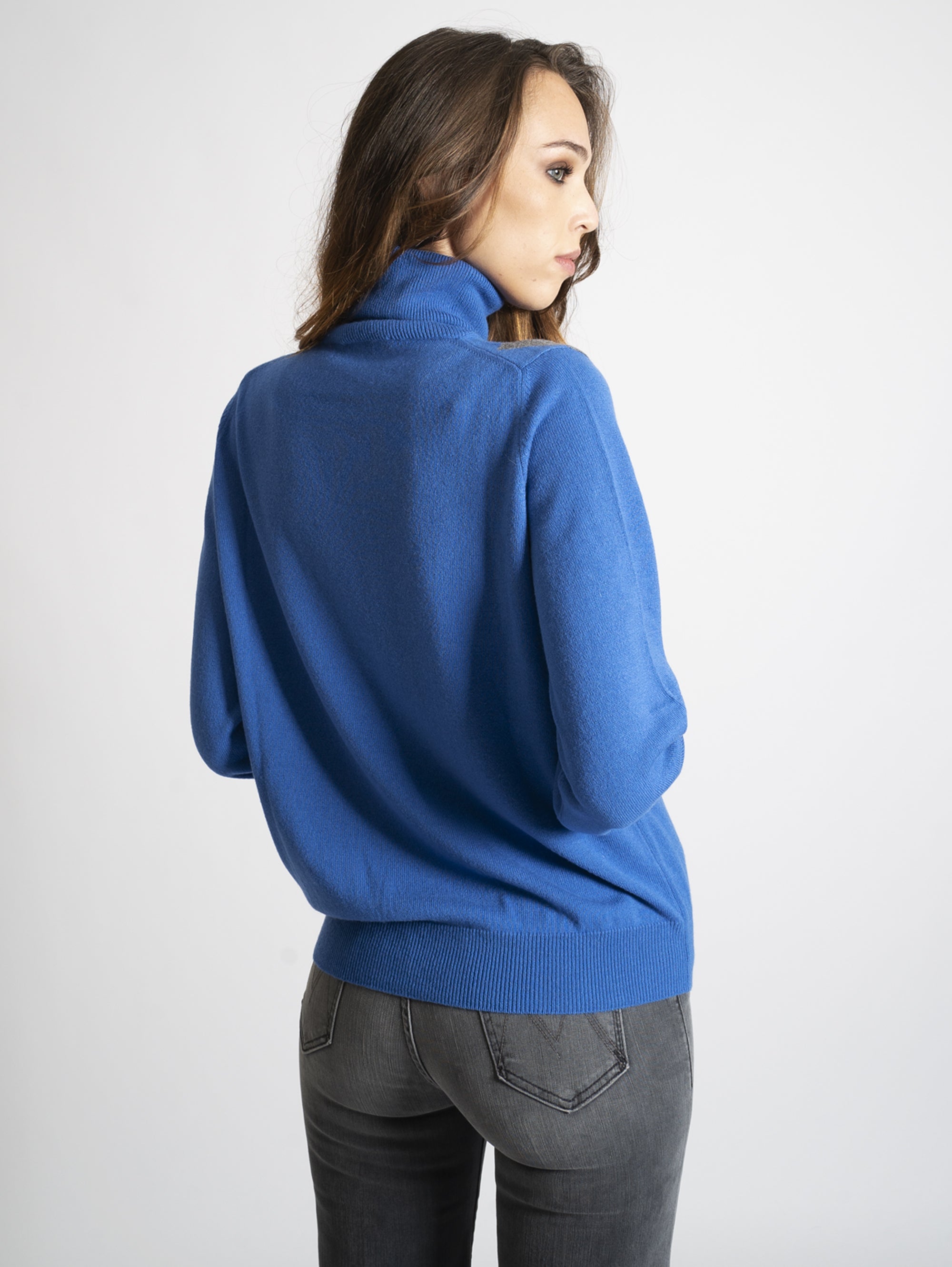 High Neck Sweater with Sapphire Inlays