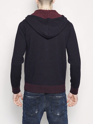 Maglia con zip e cappuccio Blu-Cardigan-Alpha Studio-TRYME Shop