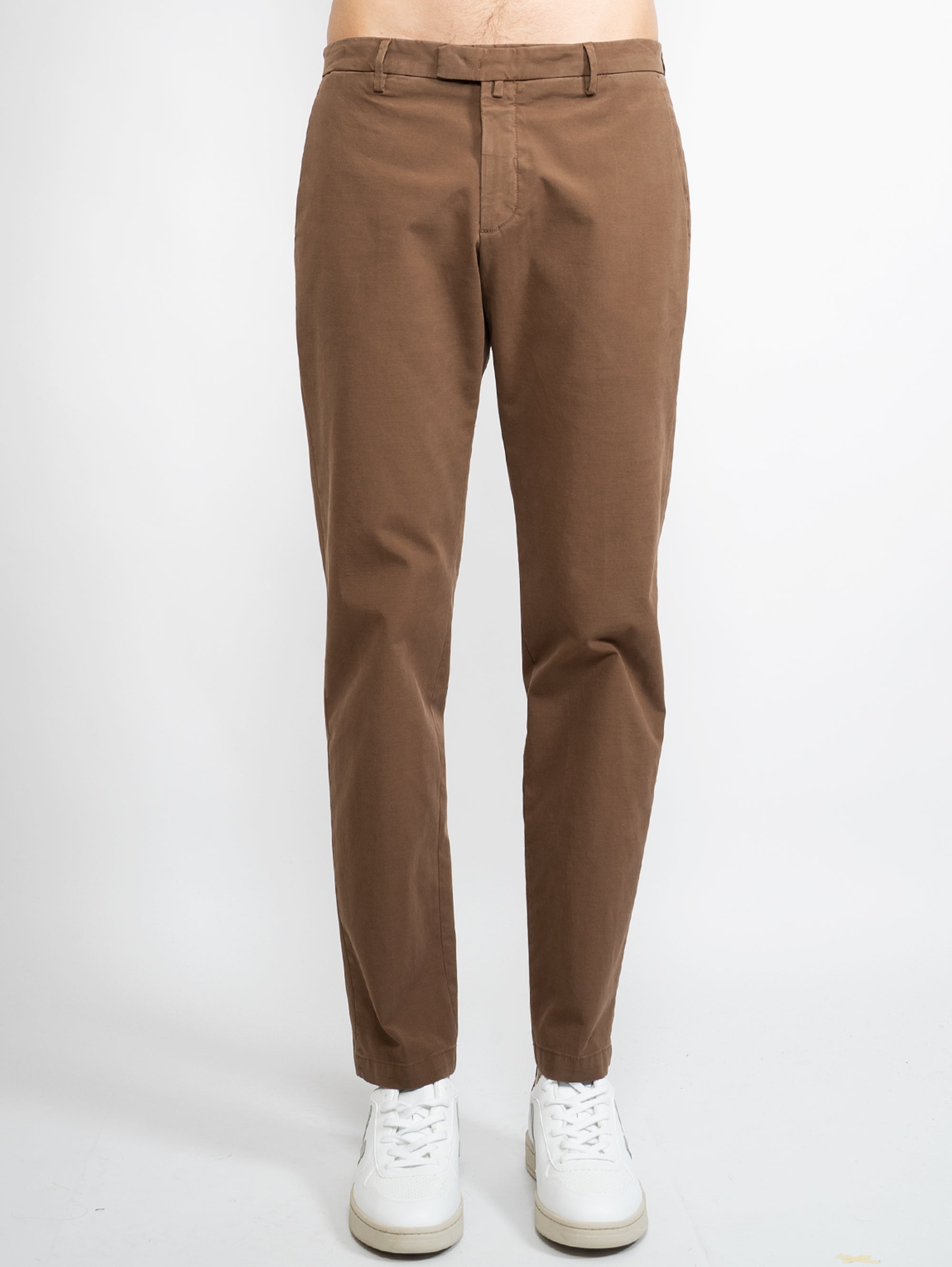 BRIGLIA 1949-Pantaloni in Rasatello di Cotone Marrone-TRYME Shop
