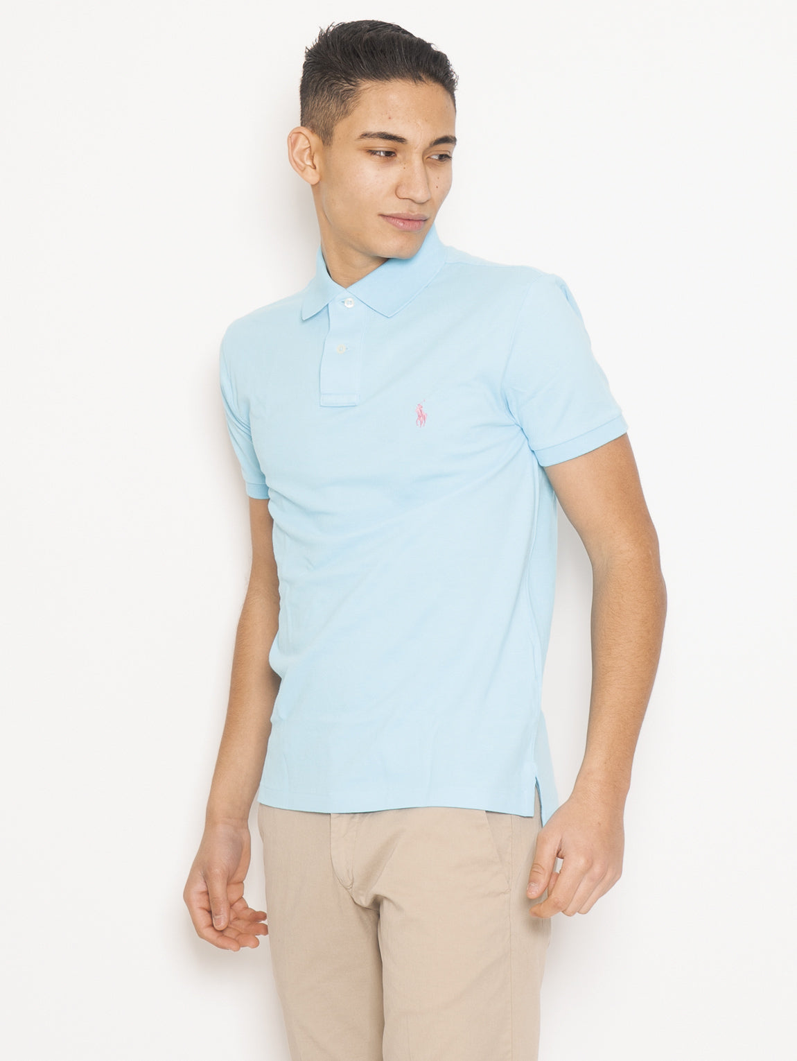 Blaues Slim FIT-Poloshirt aus Baumwoll-Piqué