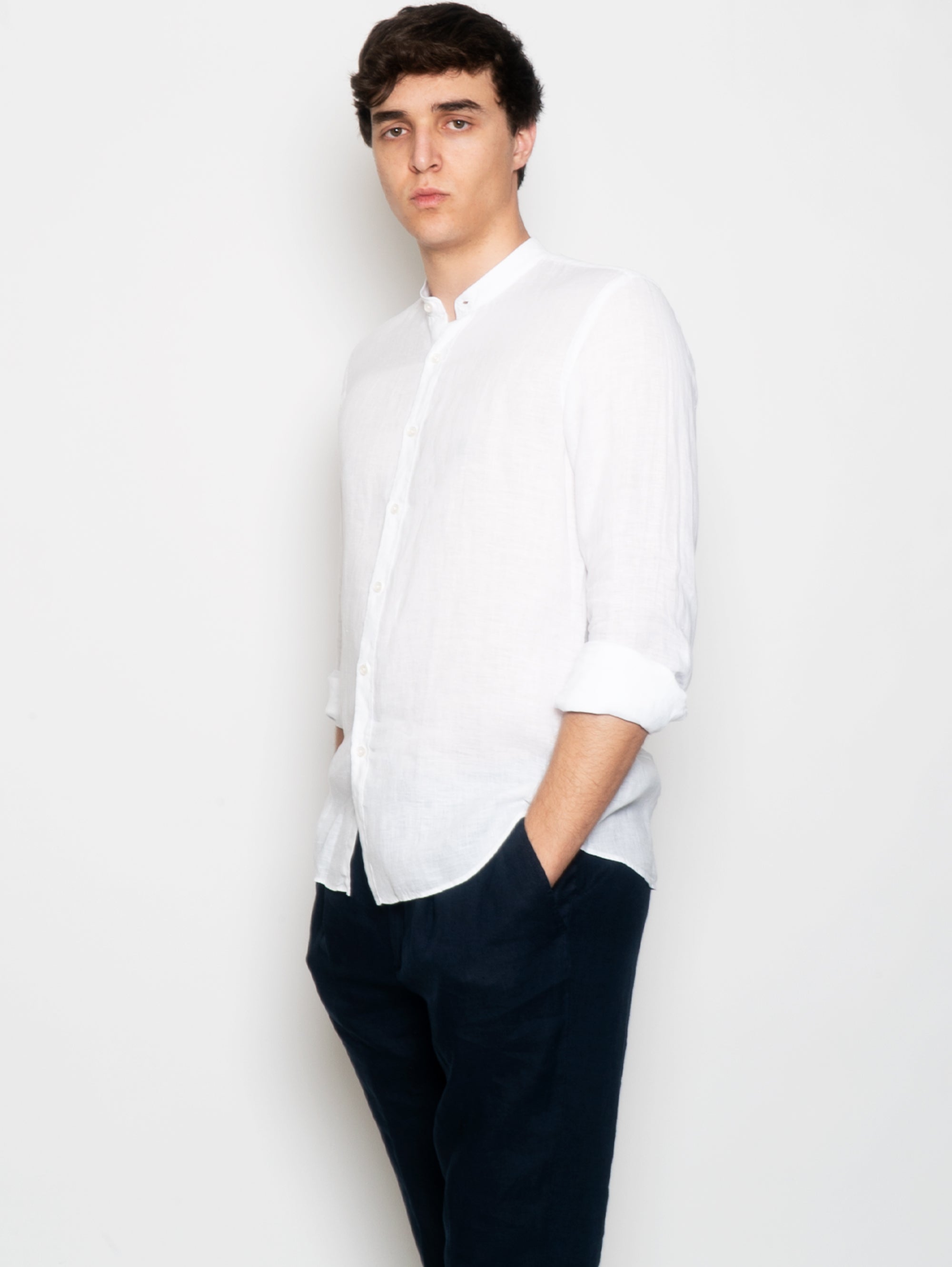 Korean Shirt in White Linen
