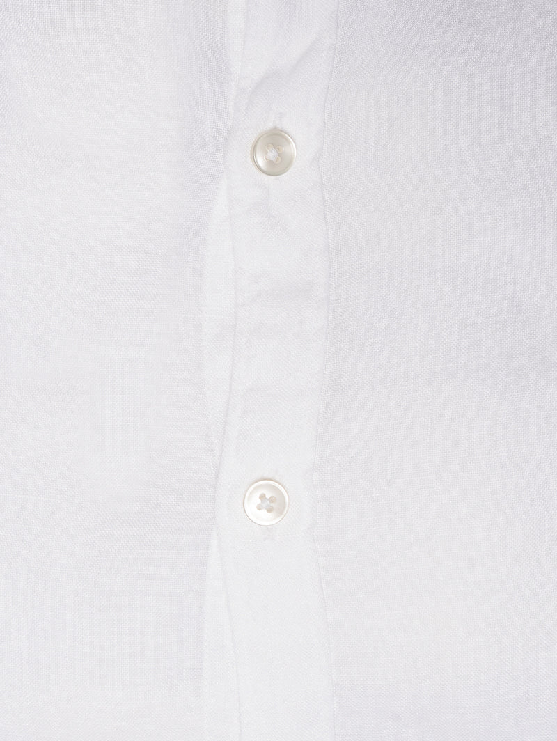Camicia Coreano in Lino Bianco