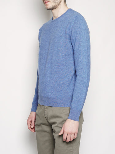 Girocollo in doppio filo di cashmere Celeste-Maglieria-Osvaldo Bruni-TRYME Shop