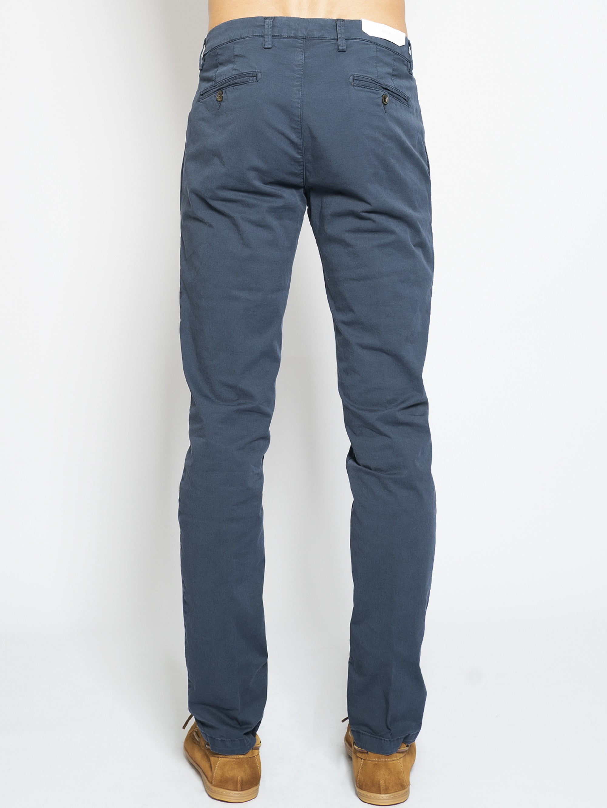 Blue Cotton Gabardine Chino trousers