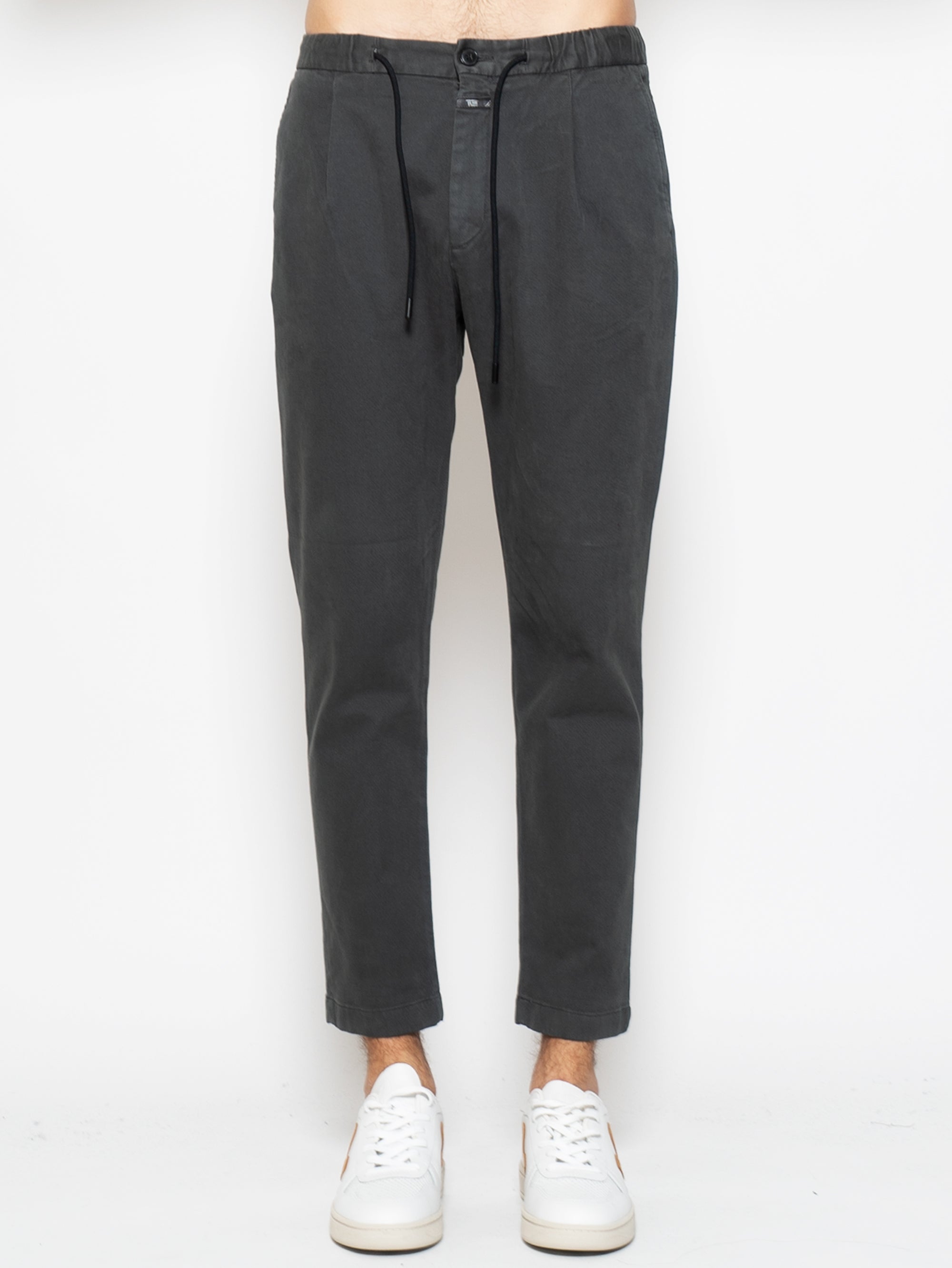CLOSED-Pantaloni con Pince ed Elastico in Vita Antracite-TRYME Shop