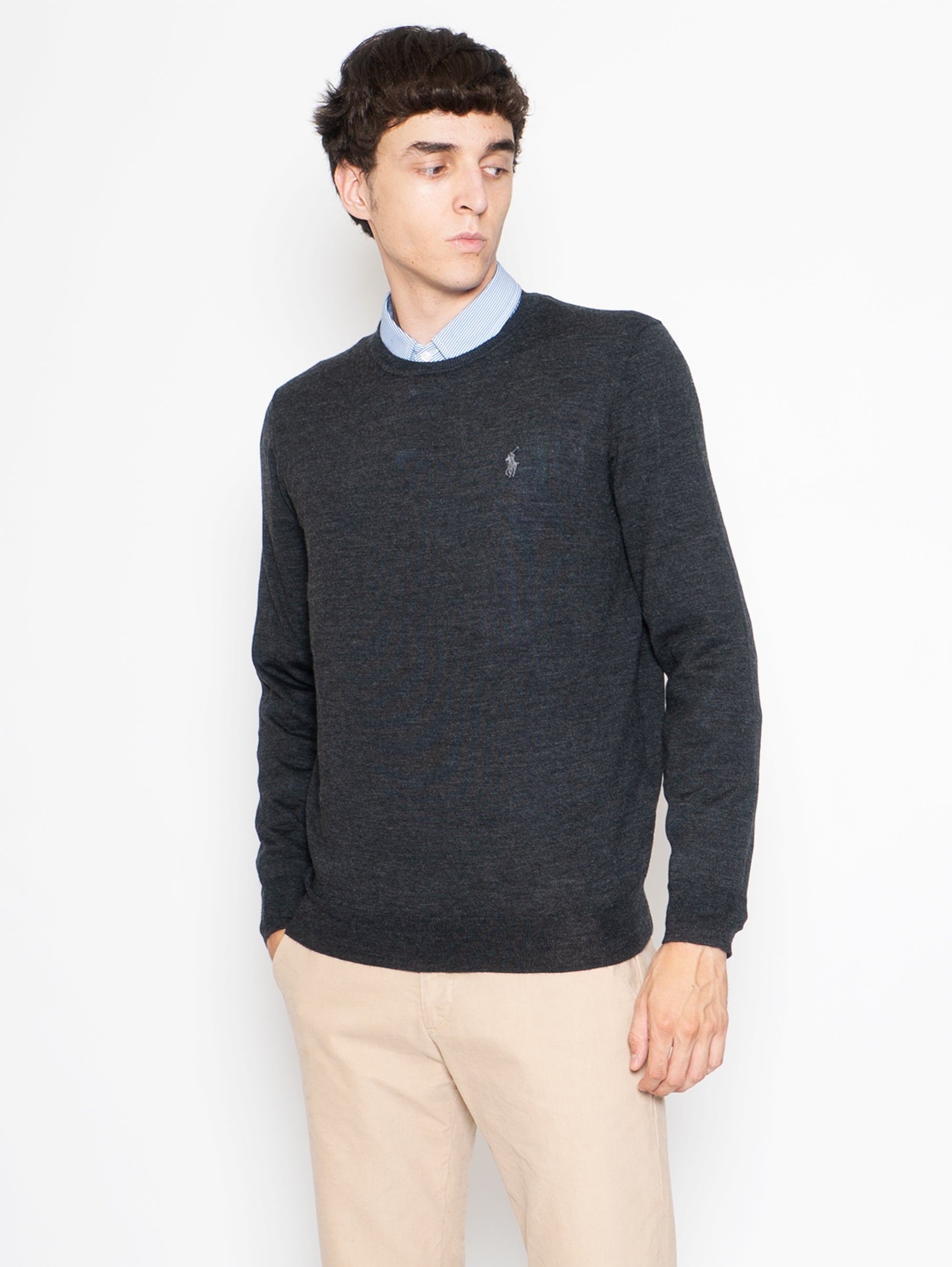 Gray Extrafine Wool Sweater