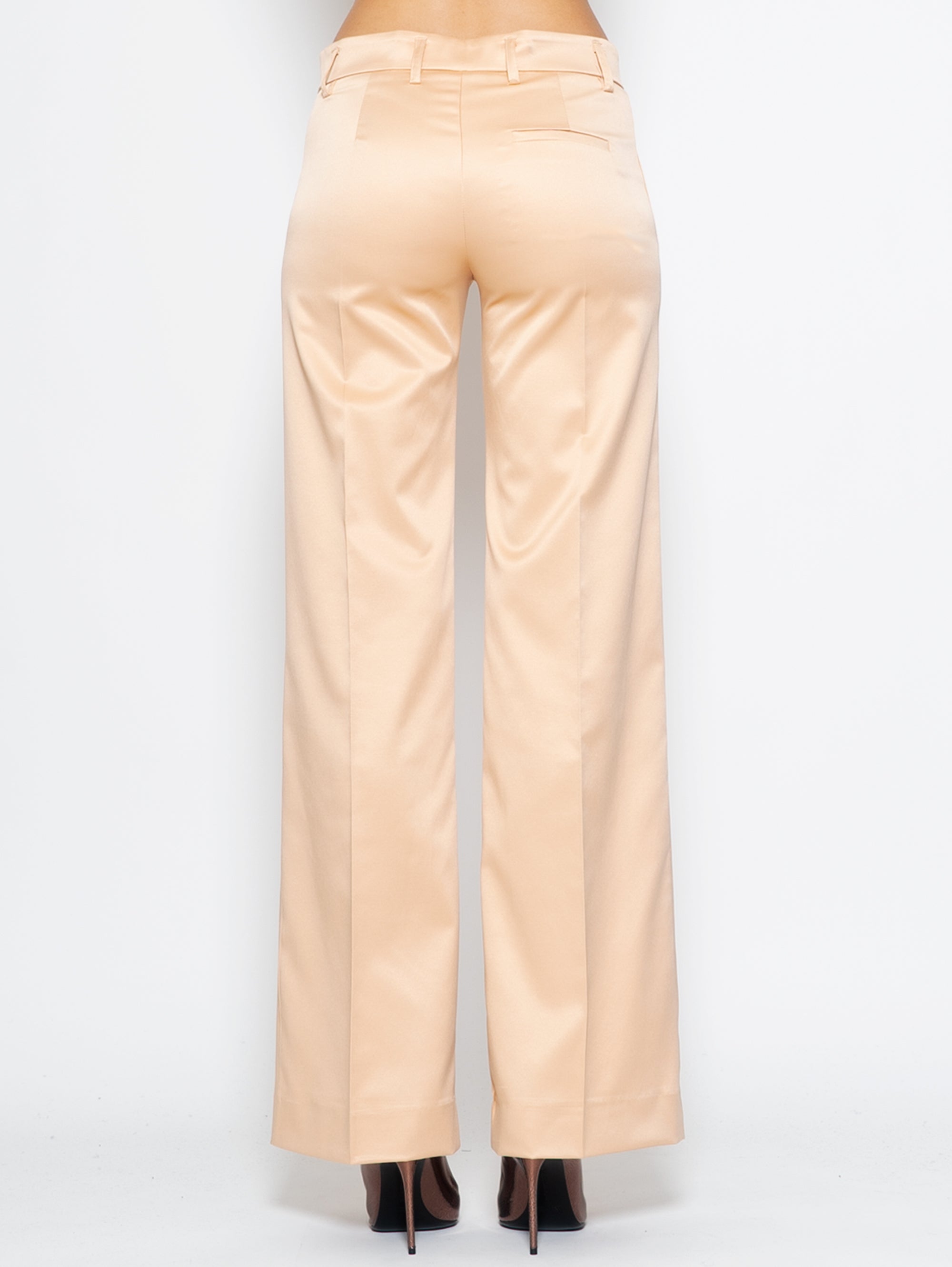 Champagne Stretch Satin Trousers