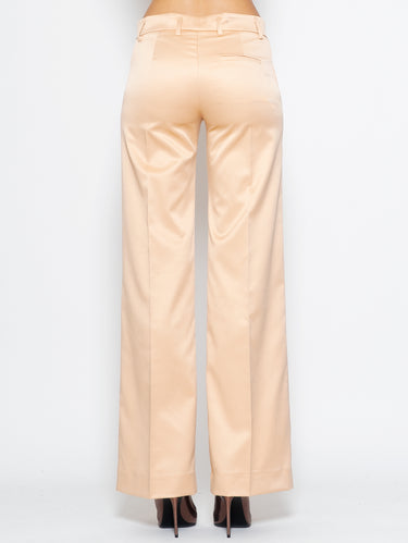 Champagne Stretch Satin Pants