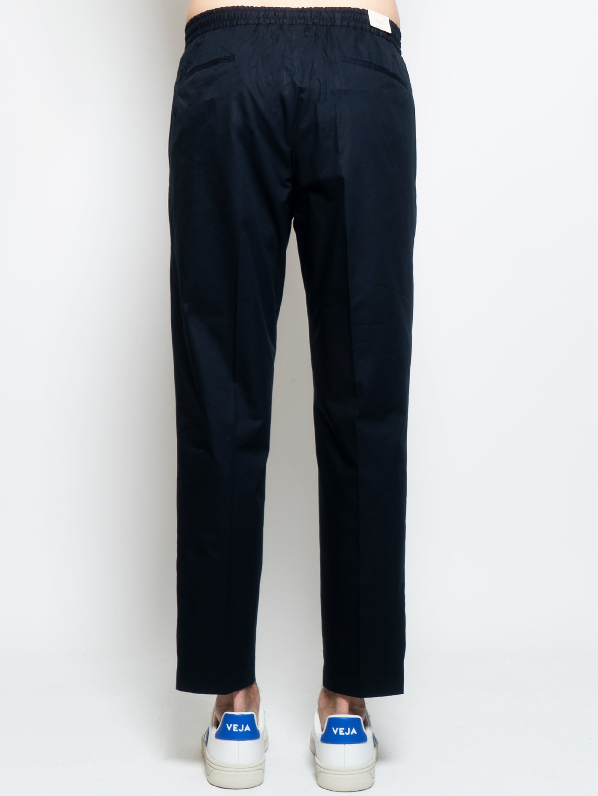 Pants with Drawstring and Blue Pleats