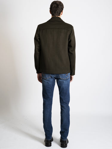 Worker-Jacke aus Wollstoff in Grün