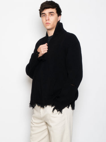 Volledige Rits Cardigan Destroyed Zwart