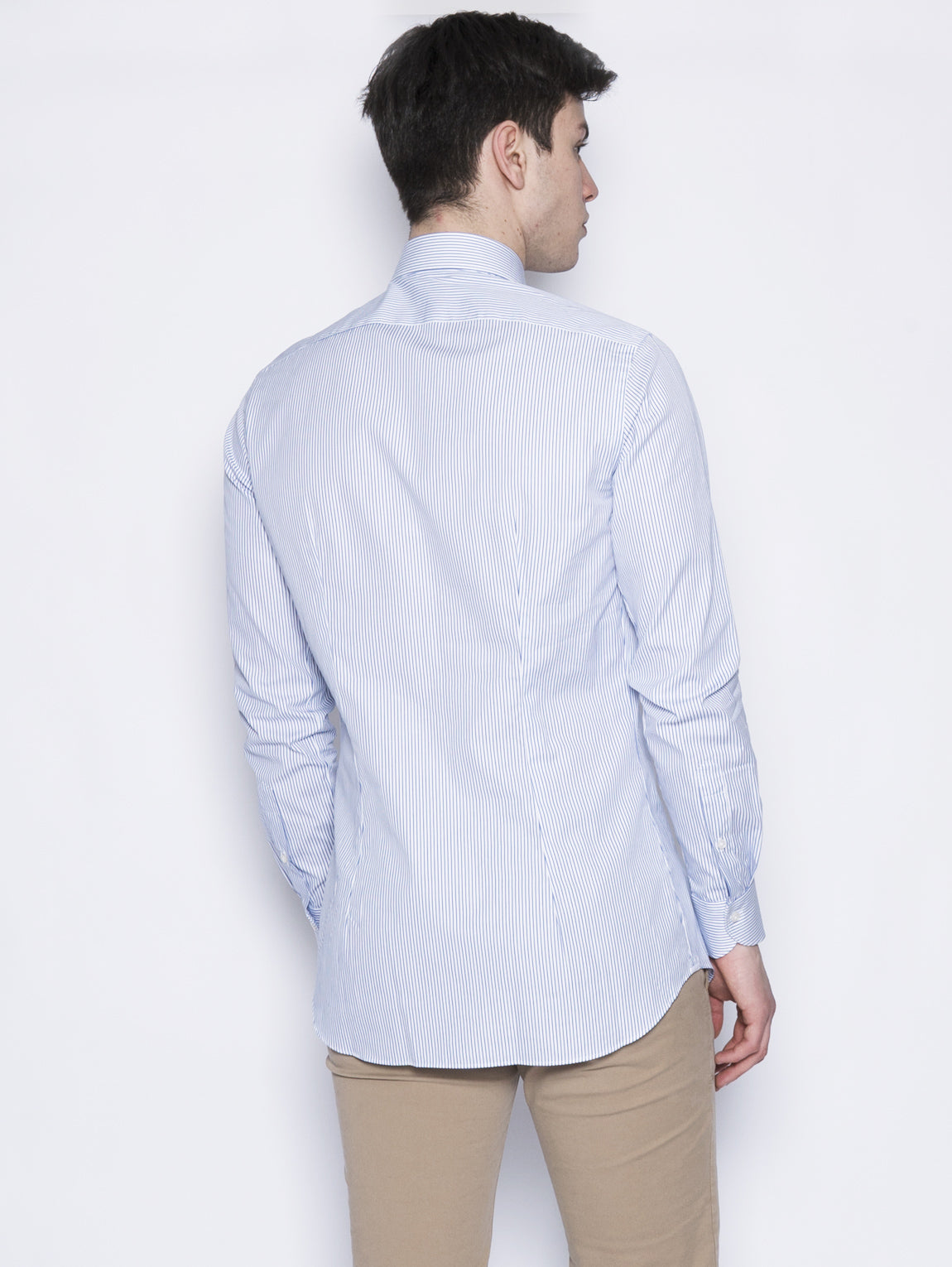 Camicia a righe in Supercotone Bianco / Blu-Camicie-XACUS-TRYME Shop