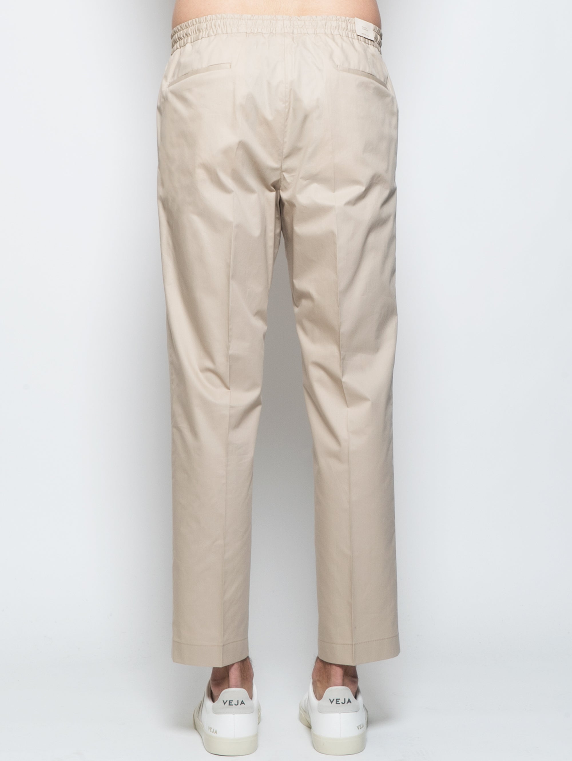 Trousers with Drawstring and Beige Pleats