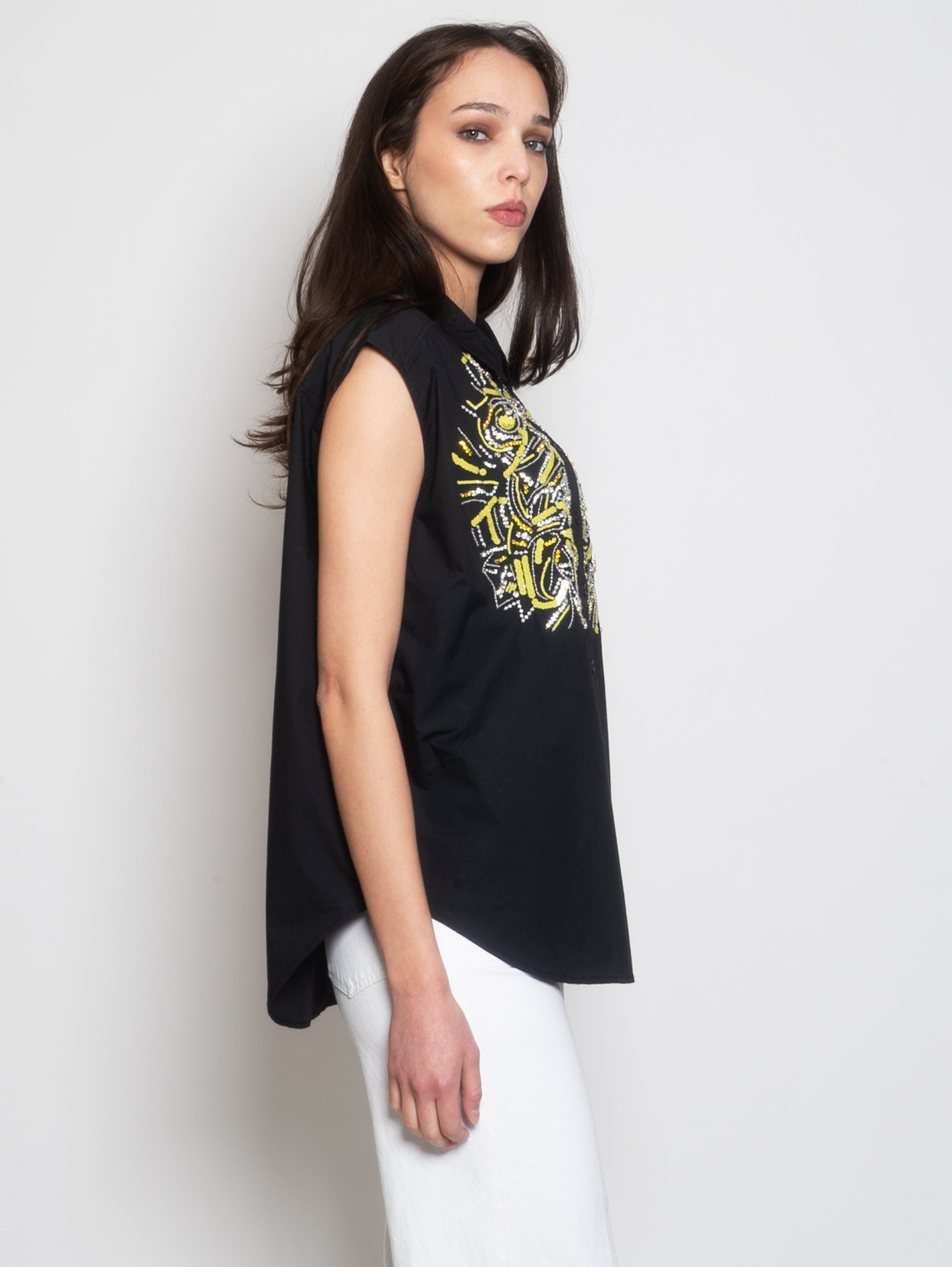 Shirt with Black Embroidery