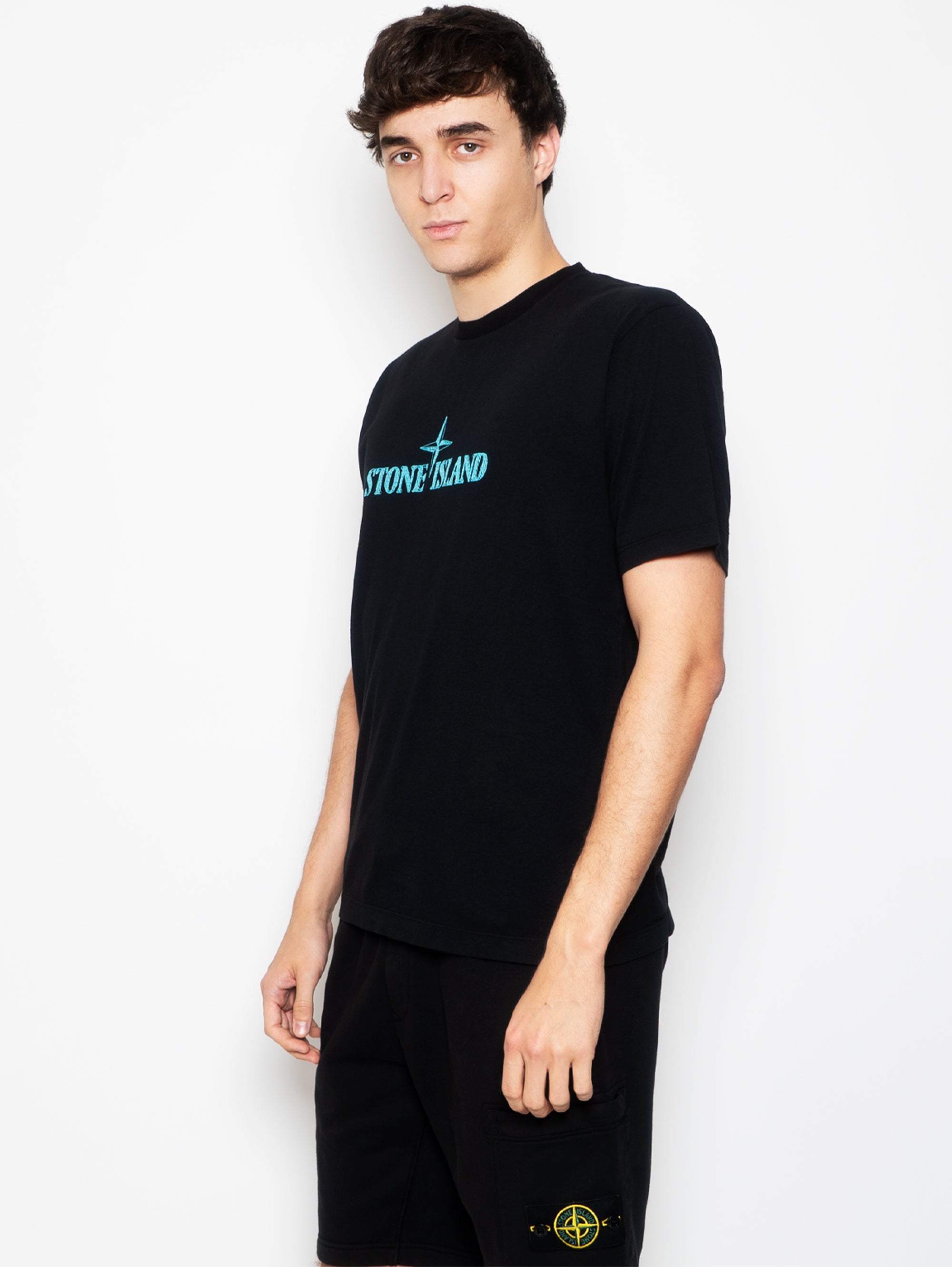 T-shirt with Black Embroidered Logo