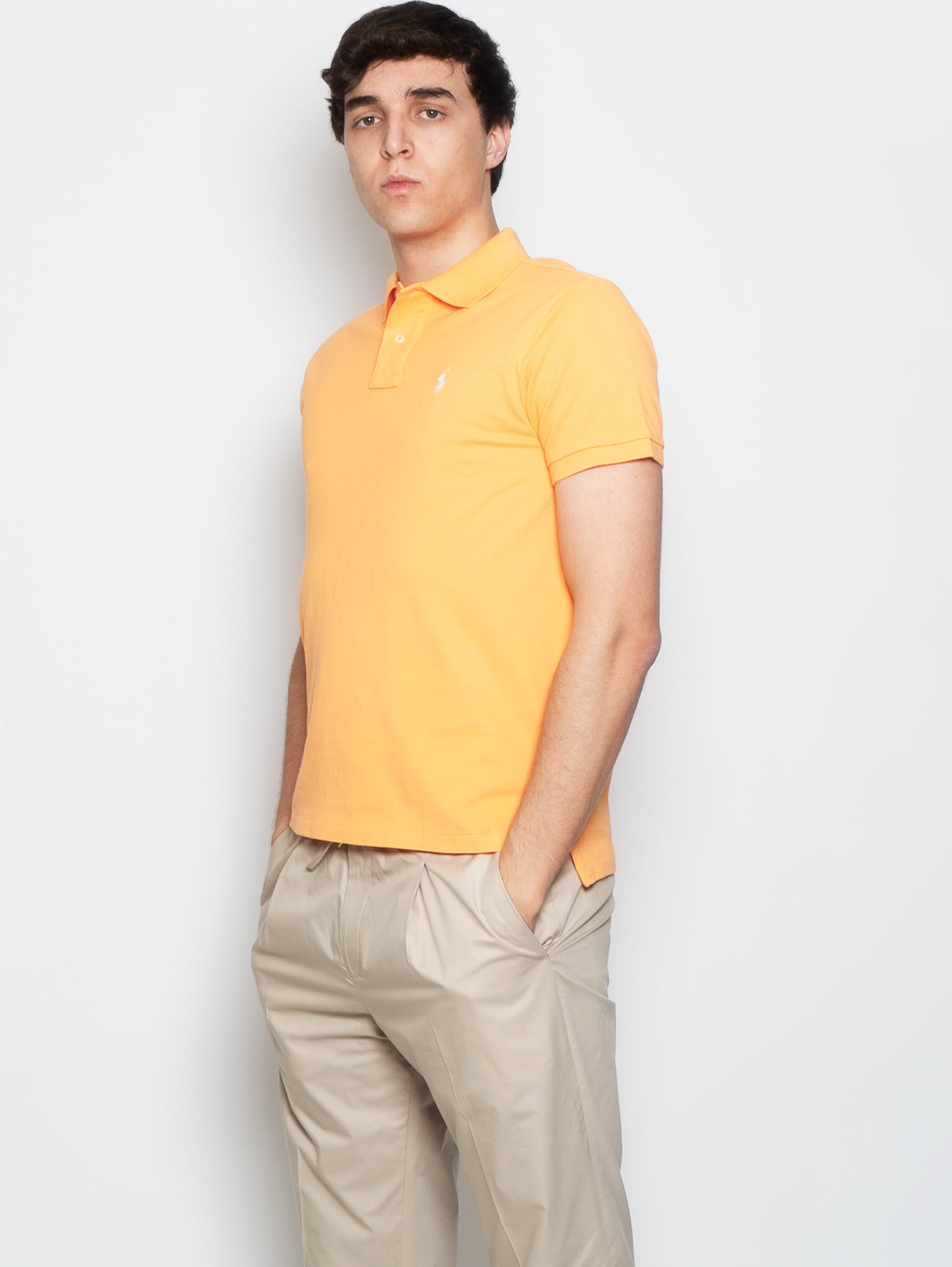 Polo Shirt in Orange Cotton Piqué