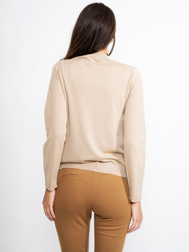 Dunne Trui met Ronde Hals Beige