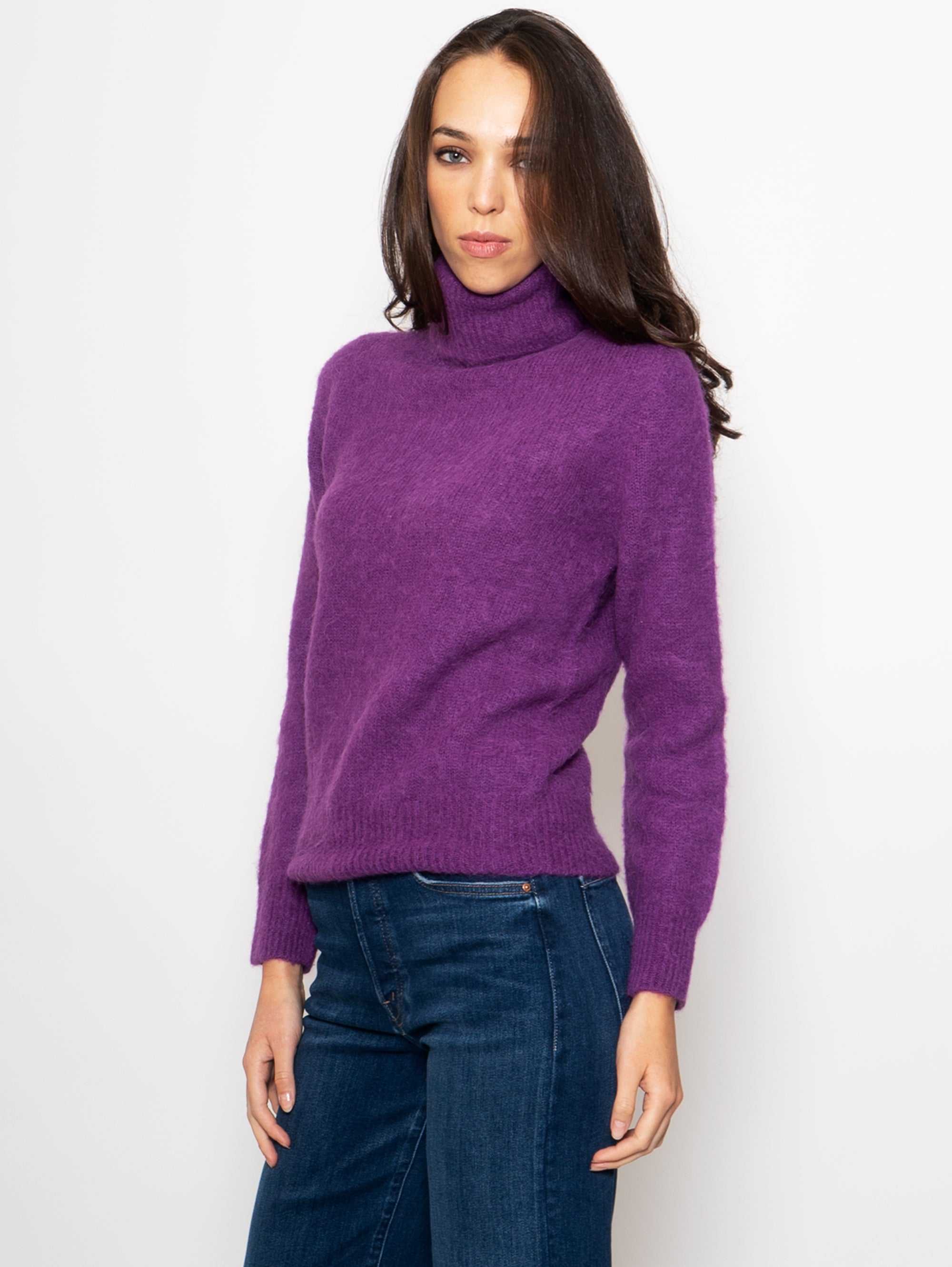 Purple High Neck Sweater