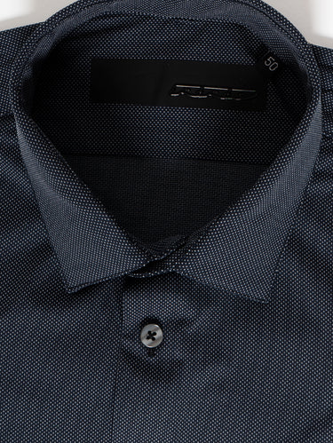 Chemise à micro pois bleu nuit
