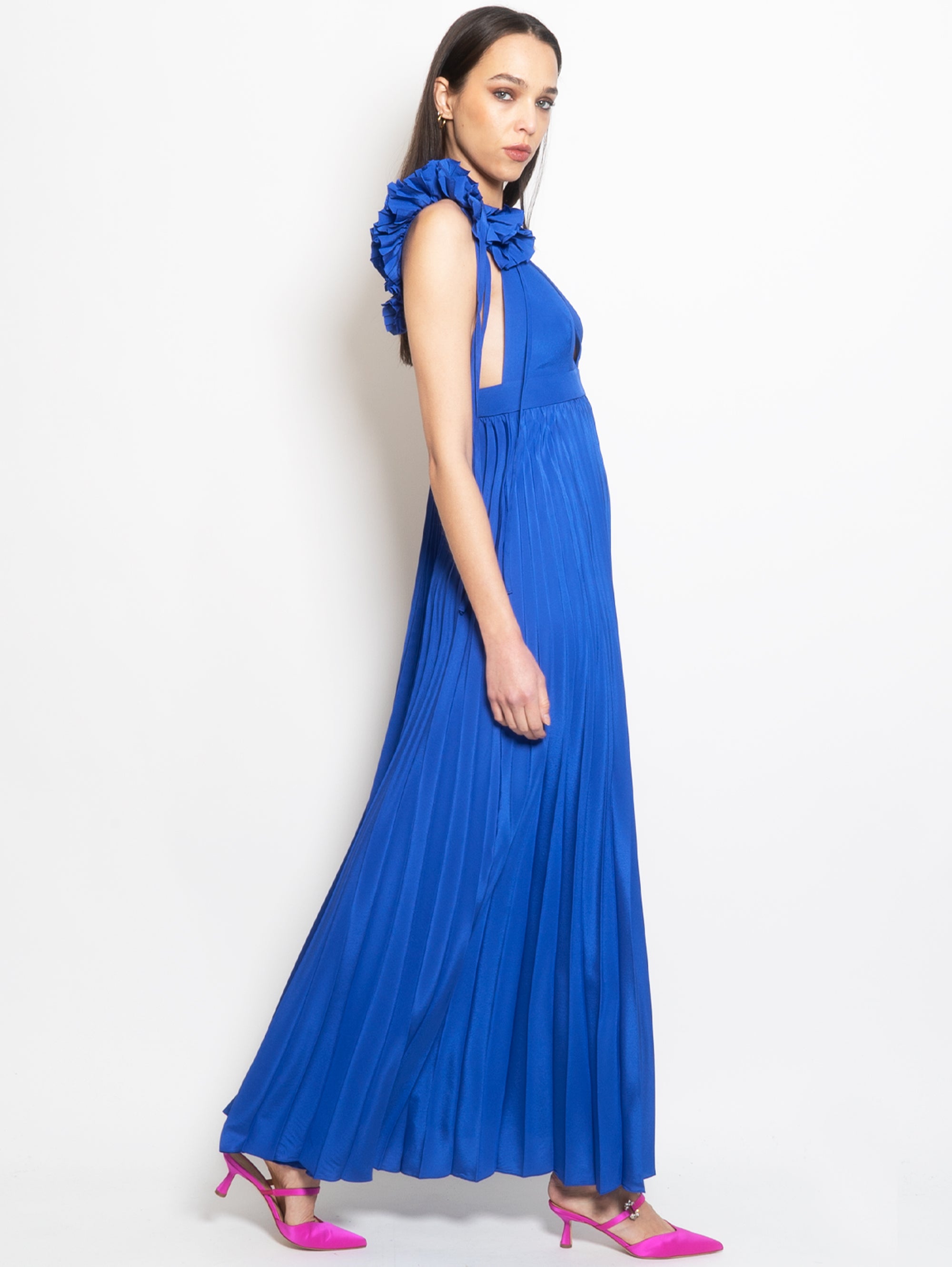 Bluette Plissiertes langes Kleid