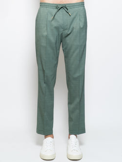 BRIGLIA 1949-Pantaloni con Coulisse e Pinces in Misto Lana Verde-TRYME Shop