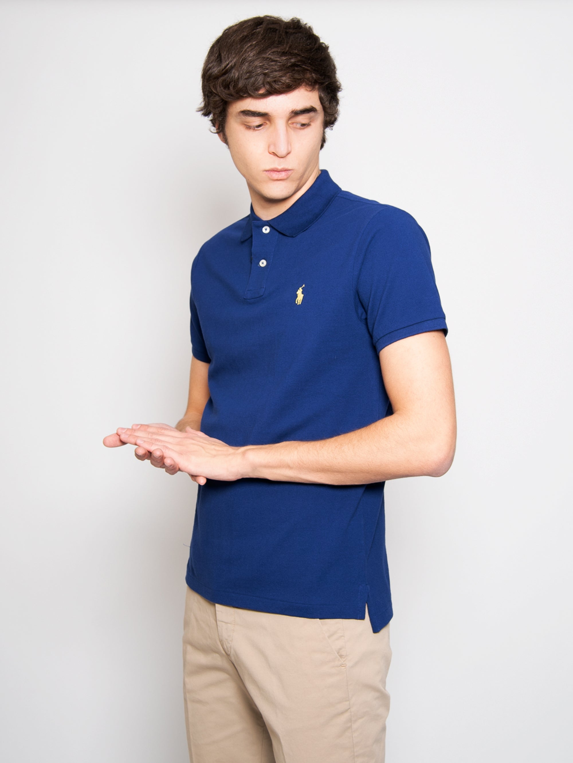Poloshirt in Piquet Slim Fit Blau