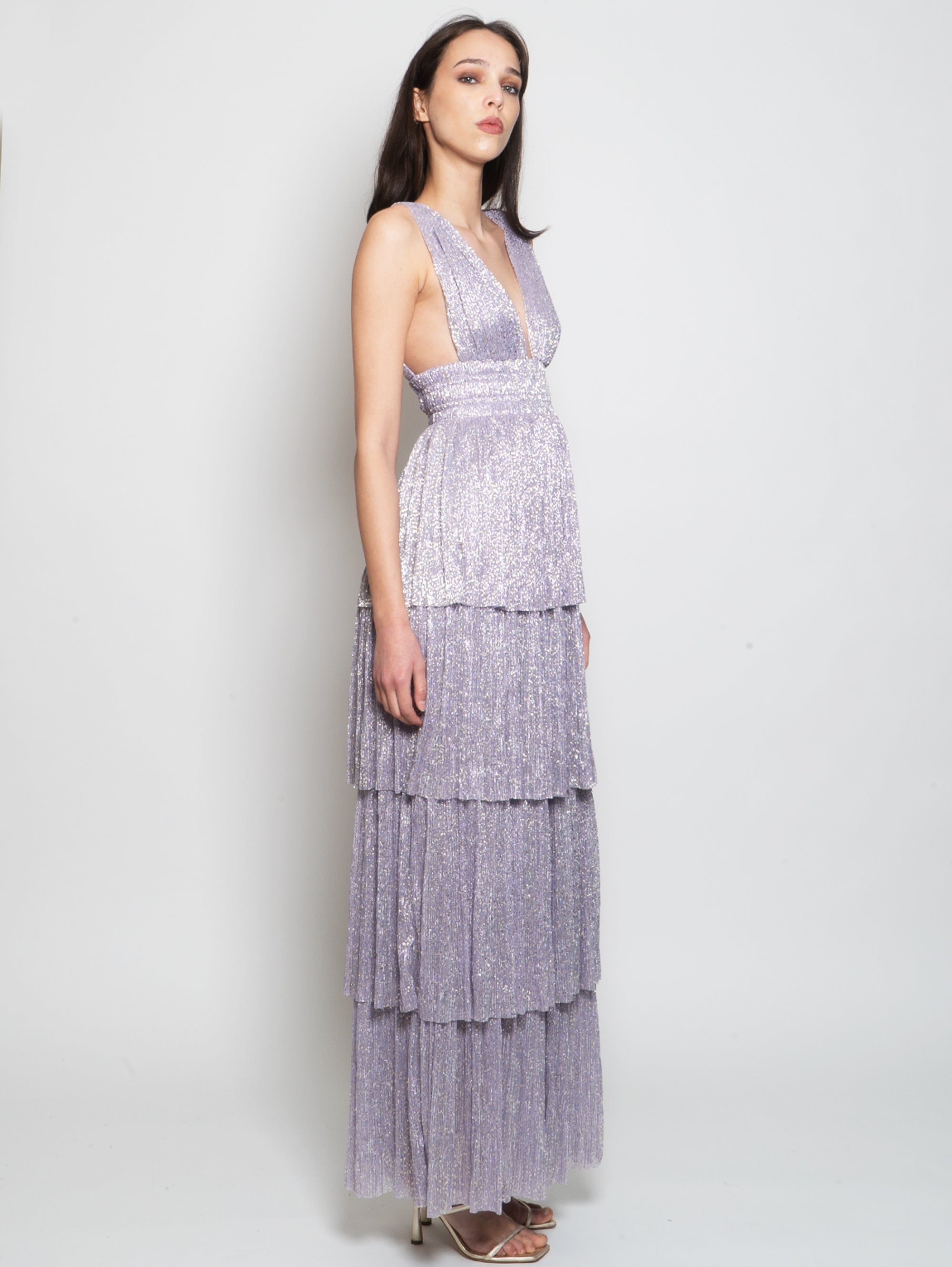 Long Dress with Lilac Ruffled Skirt