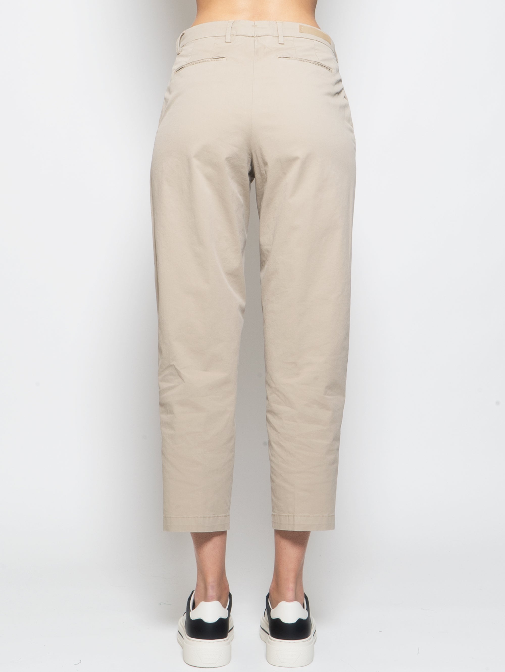 Beige Cotton High Waist Pants