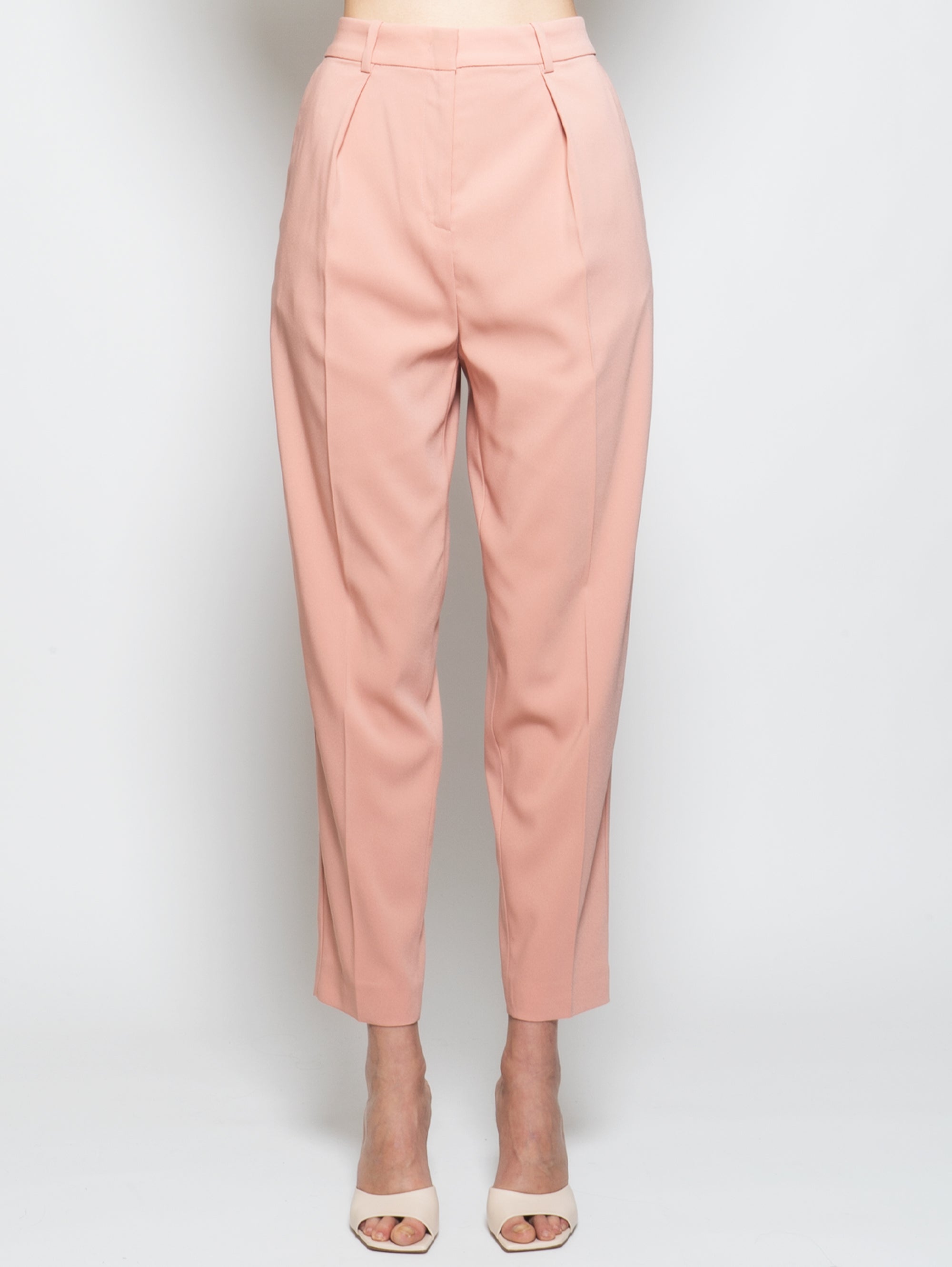 PINKO-Pantaloni Carrot Fit in Crepe Rosa-TRYME Shop