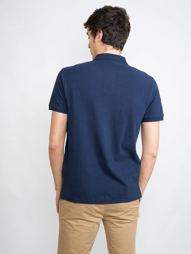 Polo aus Piqué Custom Slim Fit in Blau
