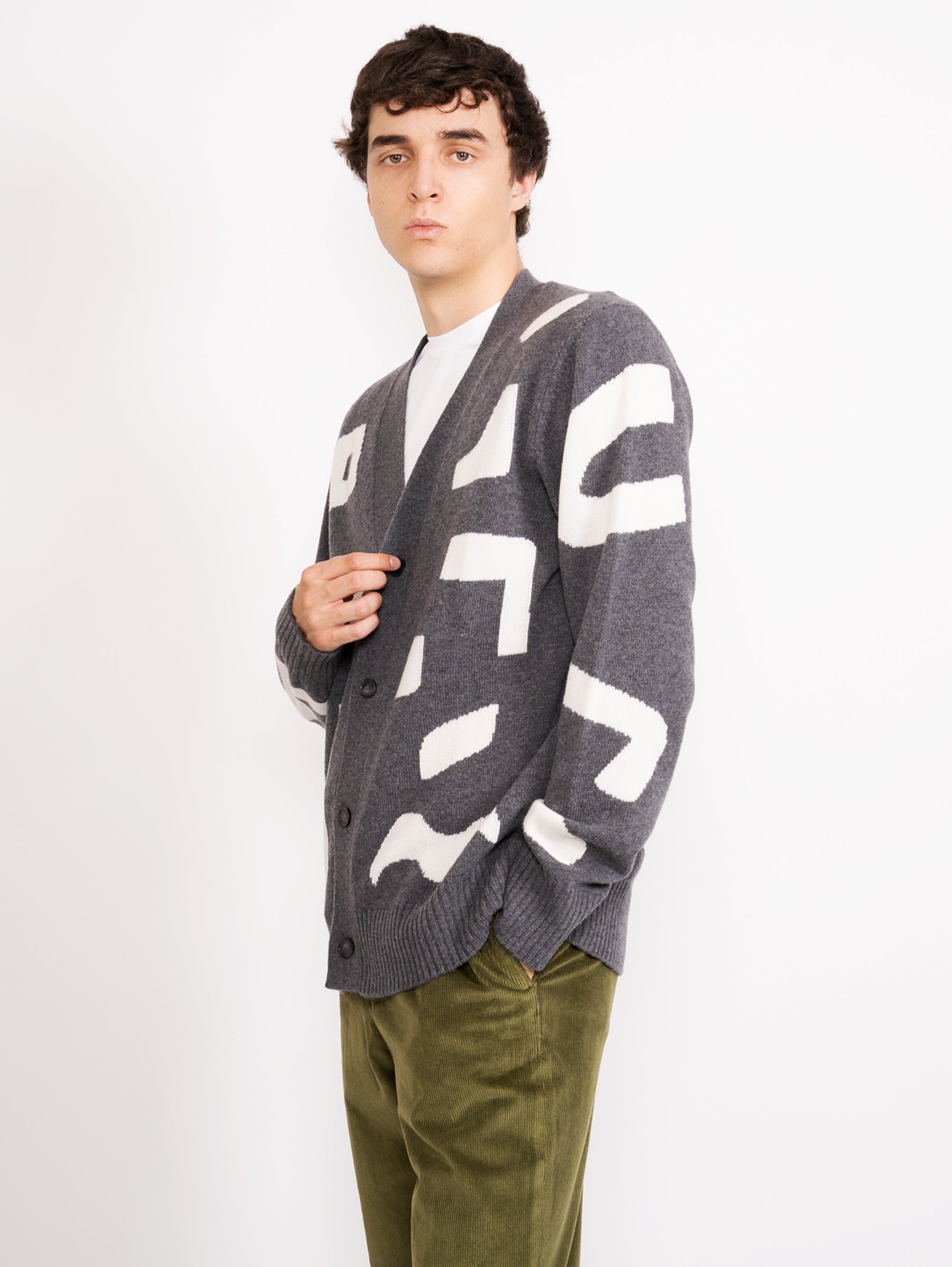 Cardigan with Gray Contrast Inlay
