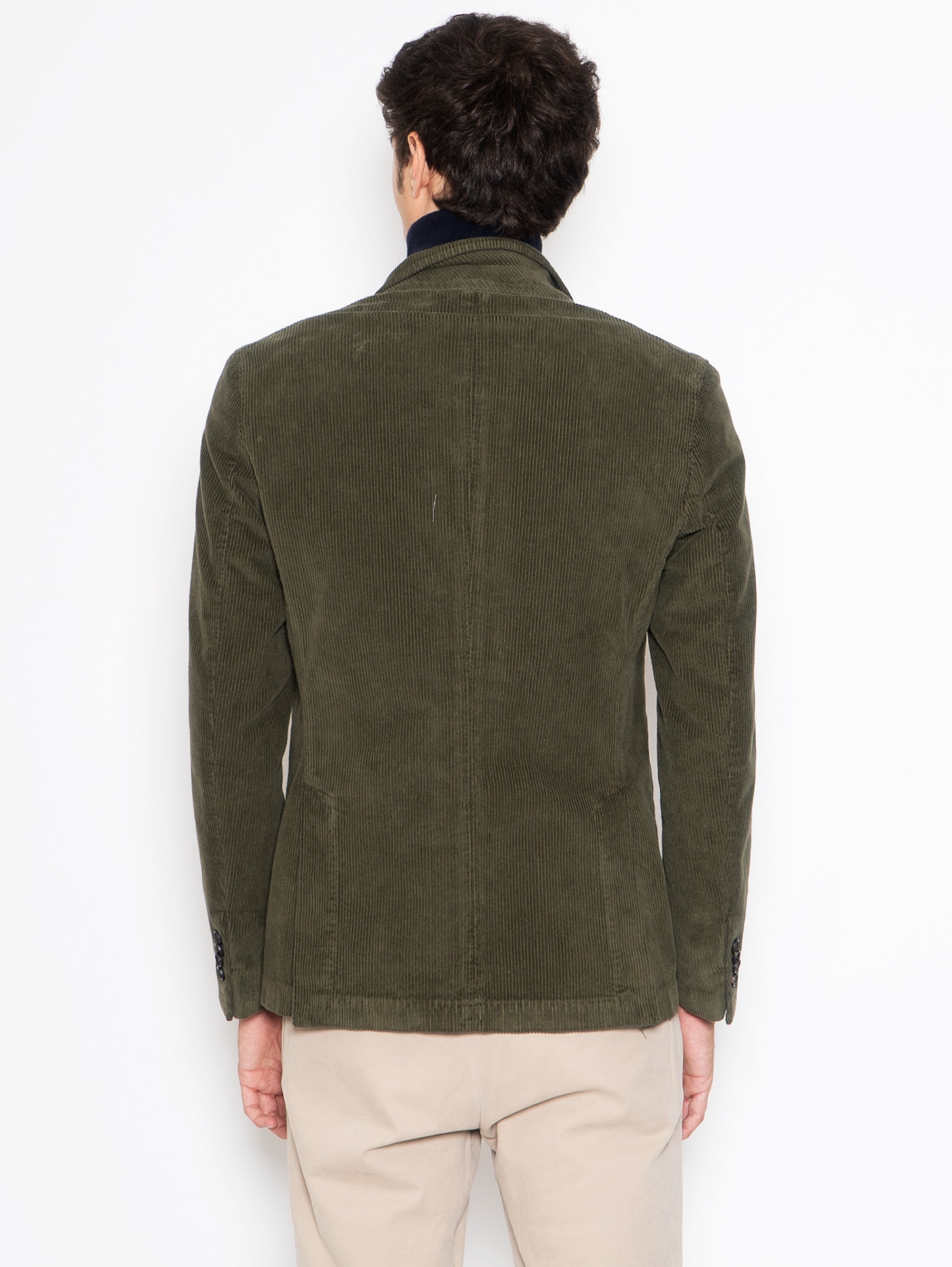 Double Breasted Green Corduroy Jacket