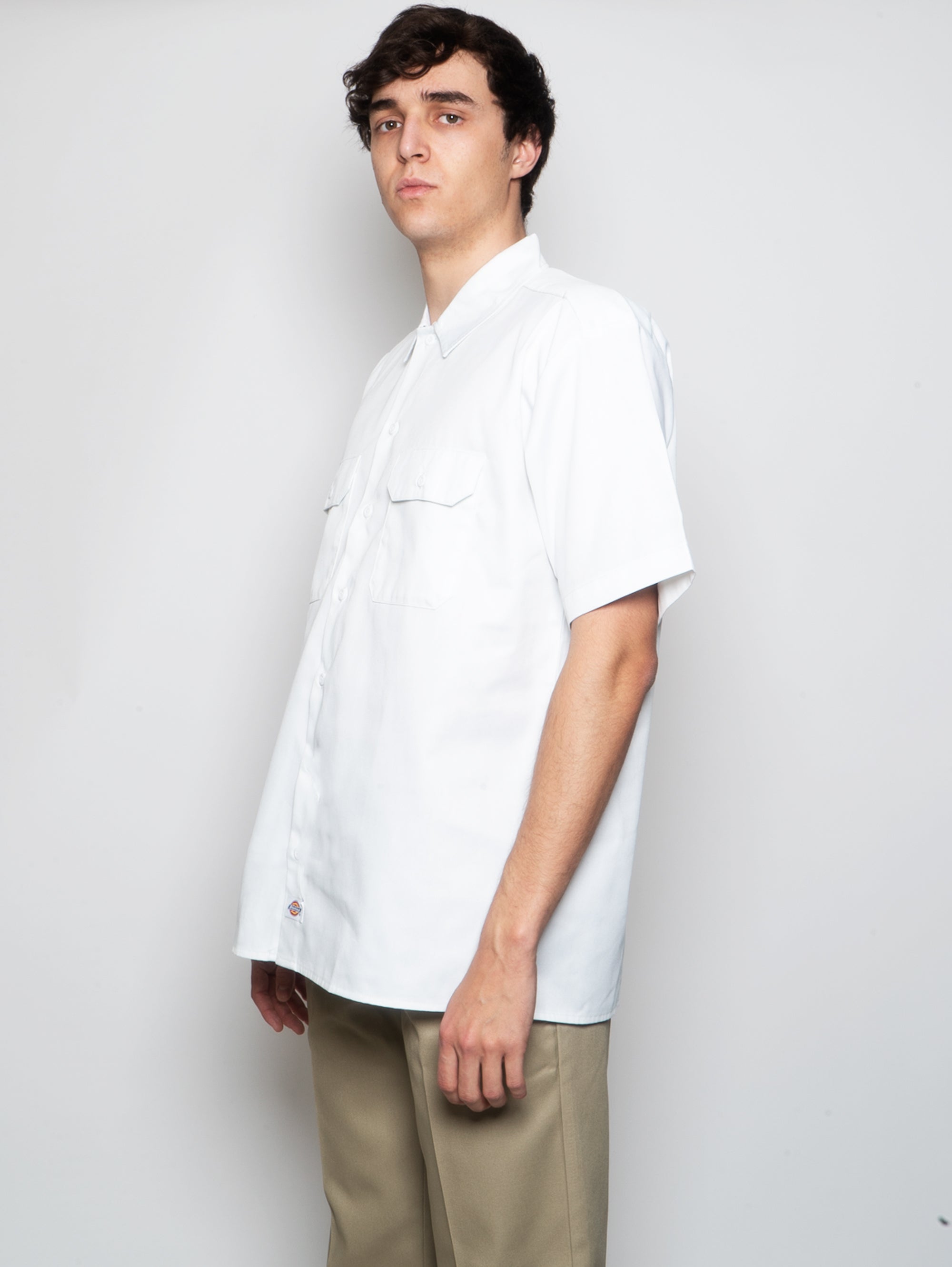White Short Sleeves Worker Shirt