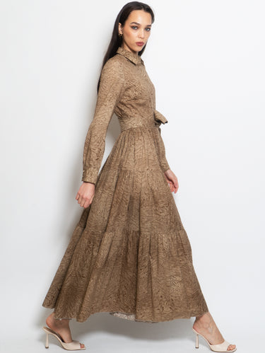 Robe-chemise avec imprimé géométrique cacao/sable