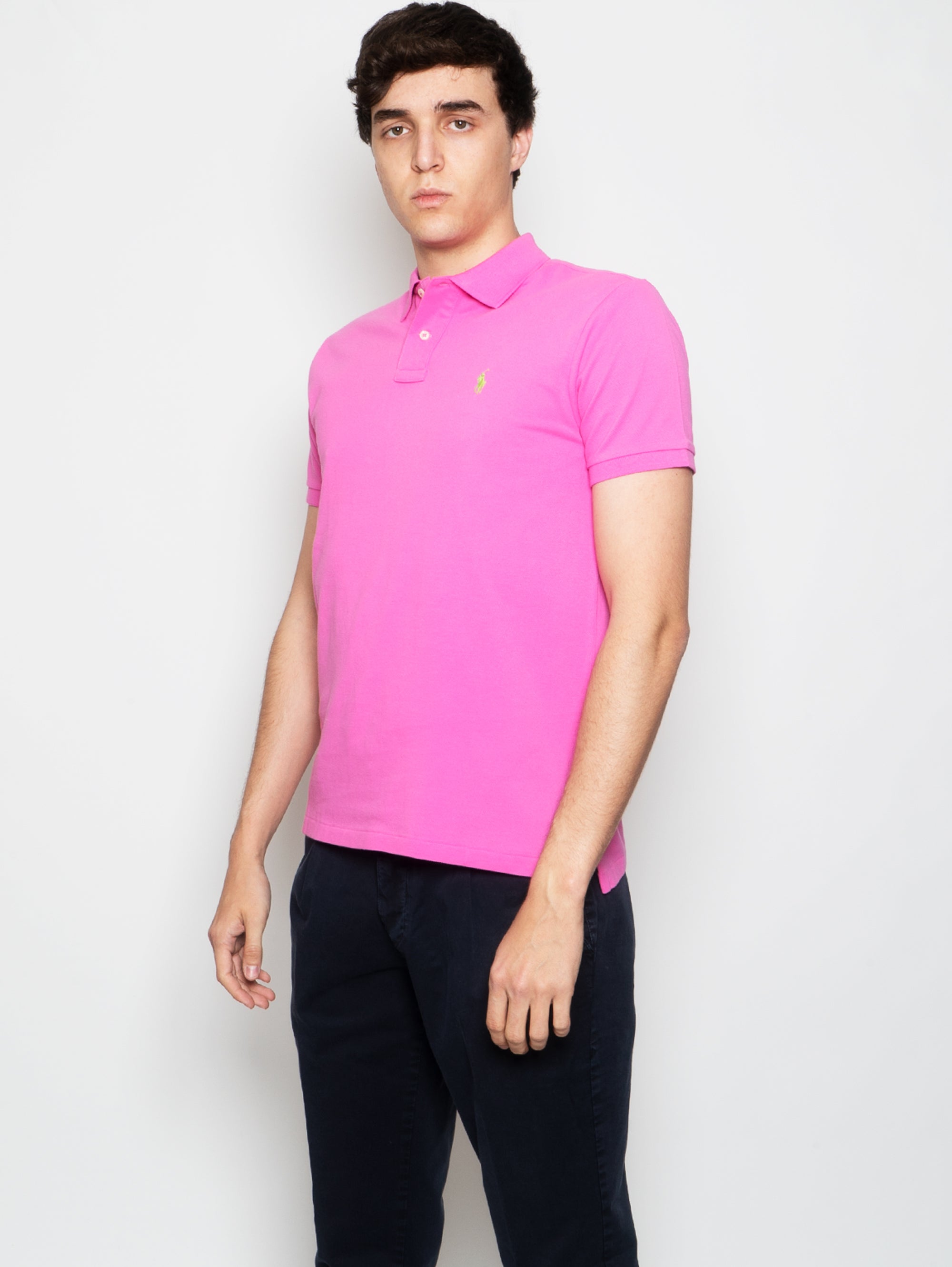 Polo Shirt in Pink Cotton Piqué