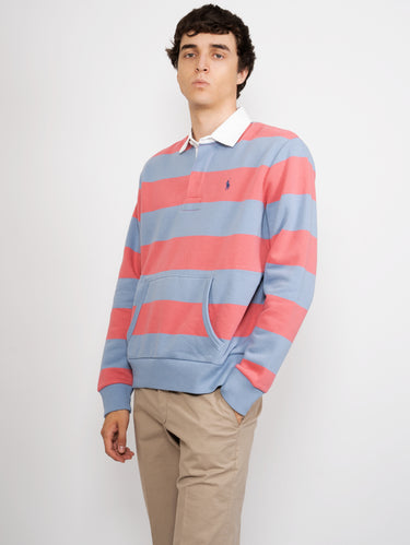 Rugby-Stil Sweatshirt mit Streifen in Rot/Blau