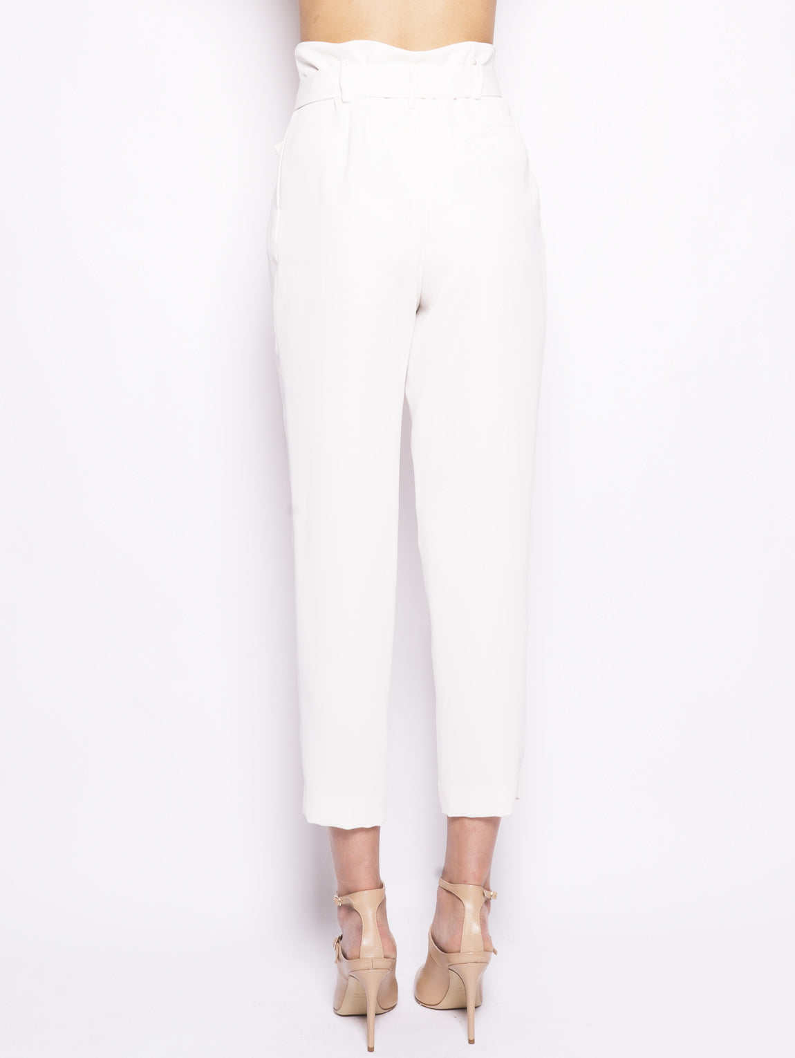 Panterya D230336 - Pantalone con pence e cinta Bianco-Pantaloni-P.A.R.O.S.H.-TRYME Shop