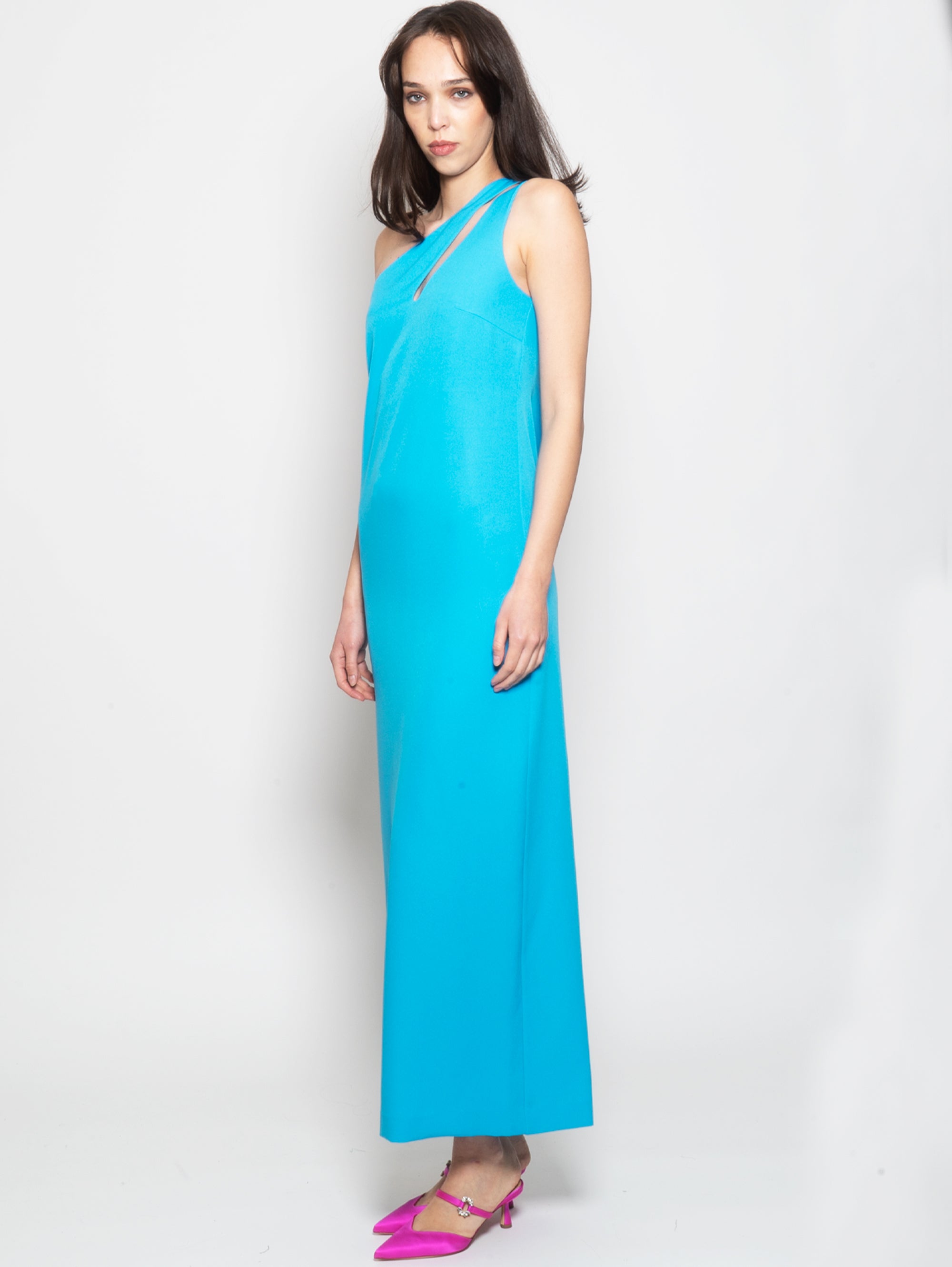 Turquoise One Shoulder Long Dress