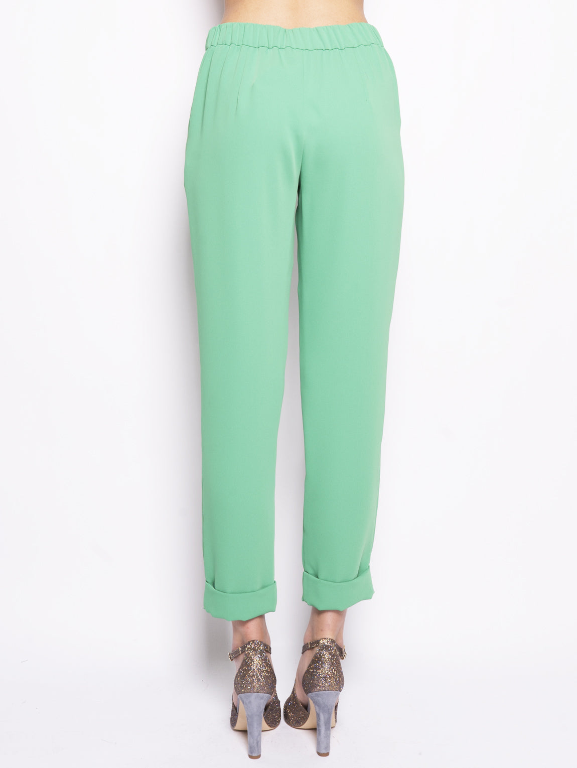 PANTERYA D230162X - Pantaloni con risvolto Verde-Pantaloni-P.A.R.O.S.H.-TRYME Shop
