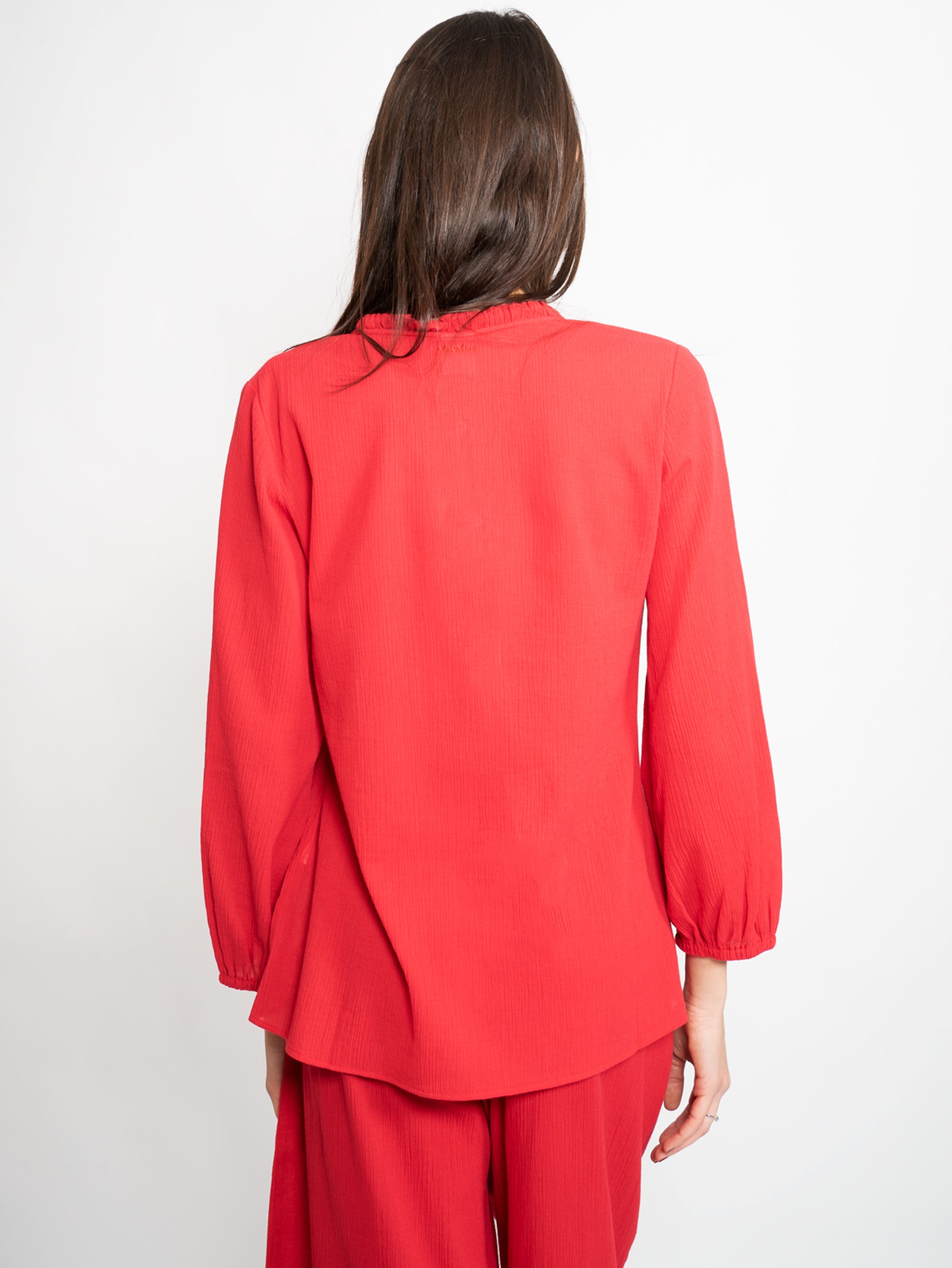 Red Cotton Muslin Blouse