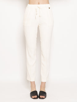 TWIN SET-Pantaloni con Coulisse Bianco-TRYME Shop