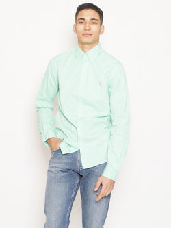 RALPH LAUREN-Camicia Feather Weight Twill Untucked Fit Verde-TRYME Shop
